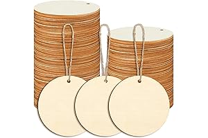 Jetec Unfinished Round Wooden Circles with Holes 3 Inch