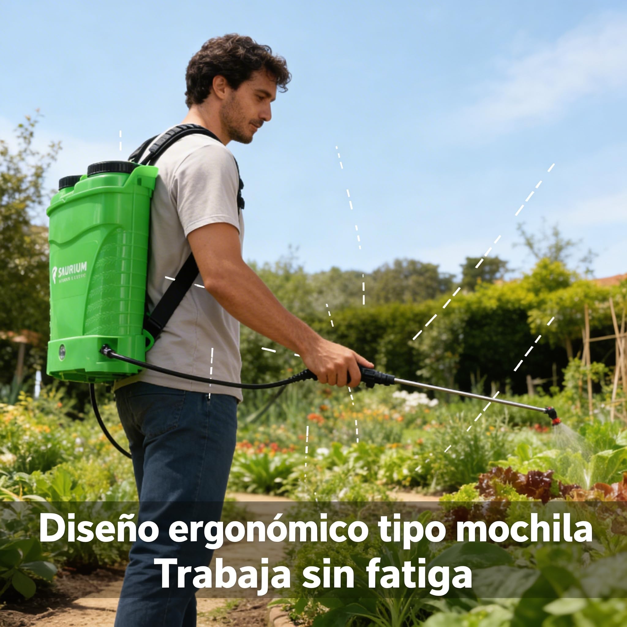 Pulverizador Mochila 16L Manual y a Batería 12V 8Ah para Jardín y Fumigación
