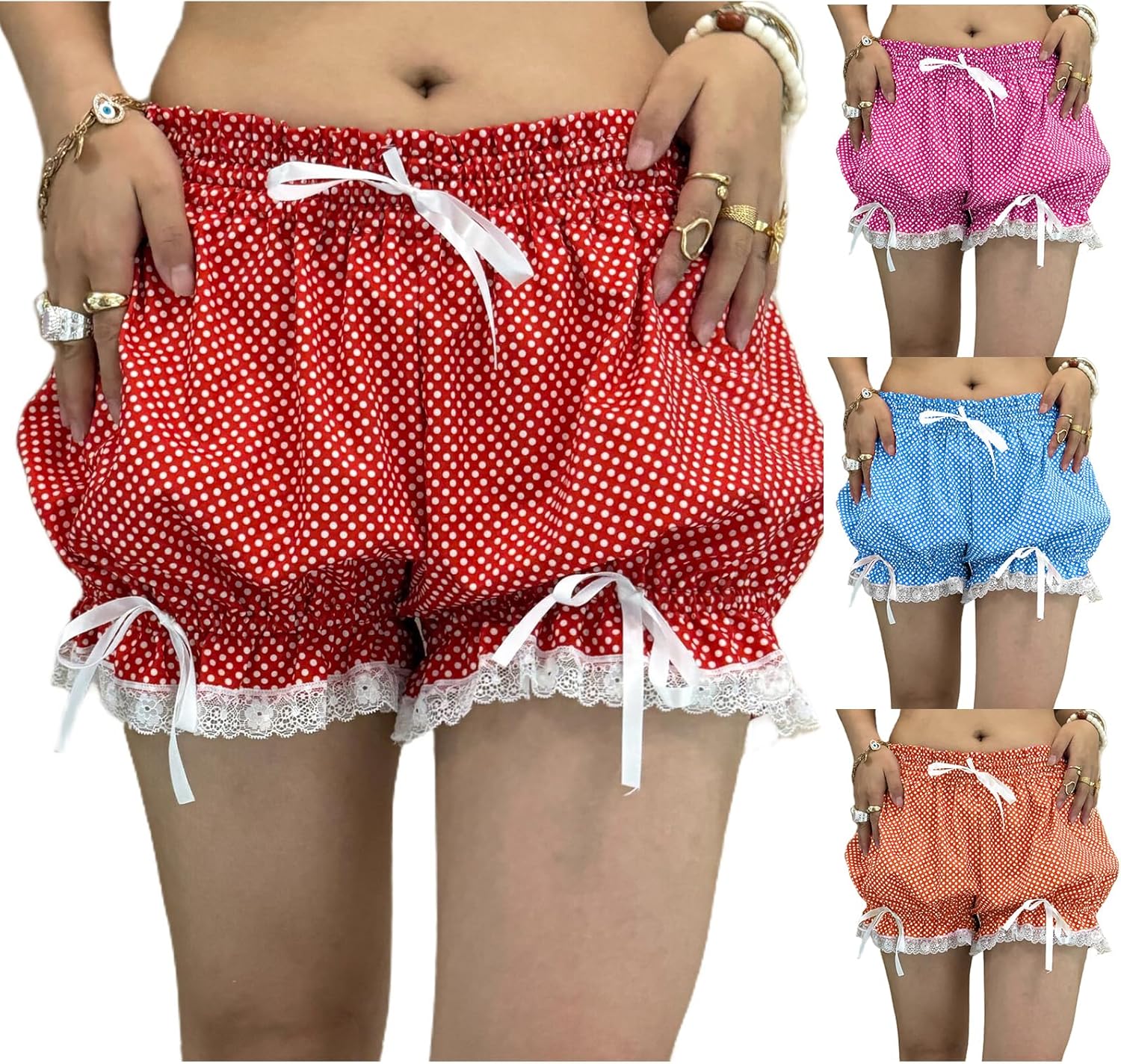 Women Y2k Layered Lace Shorts Ruffled Elastic Waist Lace Short Pants Bow Cute Mini Short Bloomers Streetwear - Image 6
