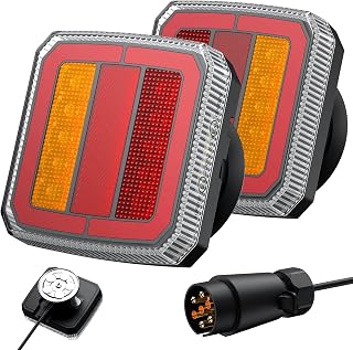 AUTOUTLET LED Trailer Tail Light, 12-30V 40LED Universal Trailer Tail Light Set with 7.35m Cable, 7 Pin Car Truck Lighting Waterproof IP65 & E57 E9 Branded for Caravan, Motorhomes, Magnetic Mount