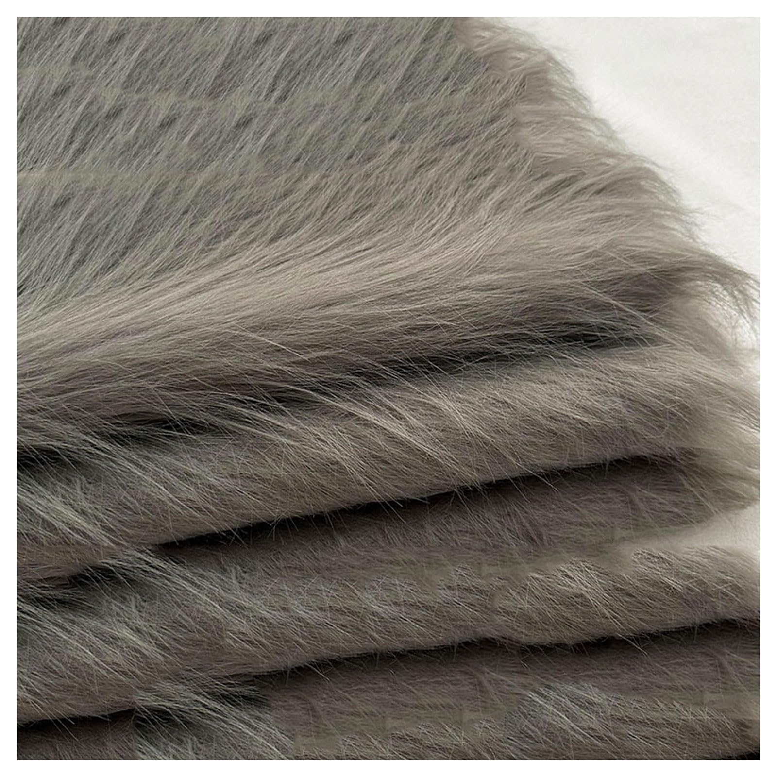 Shaggy Faux Fur Fabric 68 Colors Soft Plush12cm Long Pile Fake Fur Materials Craft Fabric, for Christmas Ornaments, Fursuit, Cosplay, Costume, Gnome Beards, Craft Supply, 50x180cm (Color : Silver Gre โ image 1