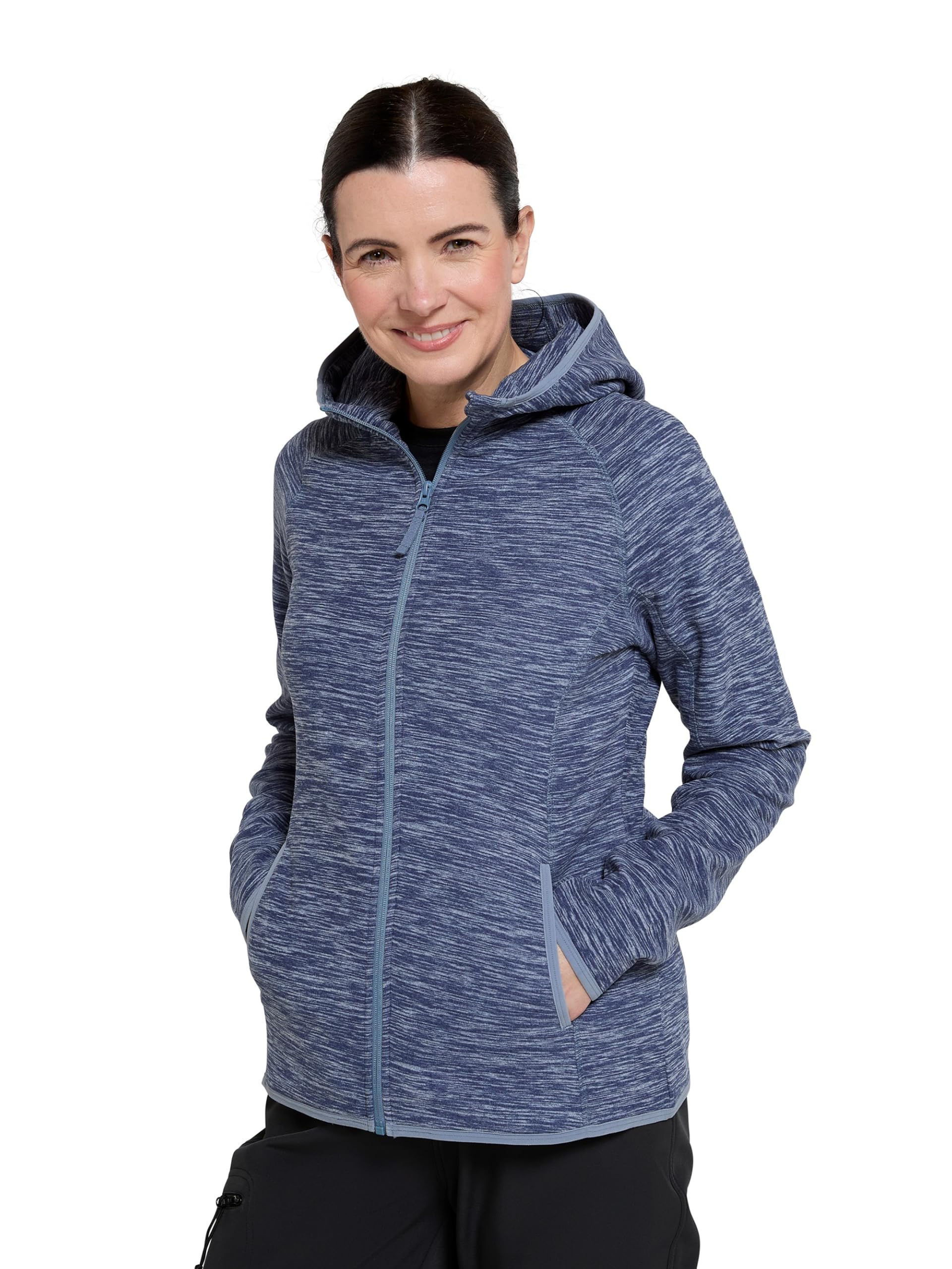 Mountain Warehouse Women's Dark Blue Lleyn Melange Fleece Jacket - Breathable, Antipill Spring Summer Coat, Full Zip, Durable Fleece - Ideal For Spring Summer 20 Plus