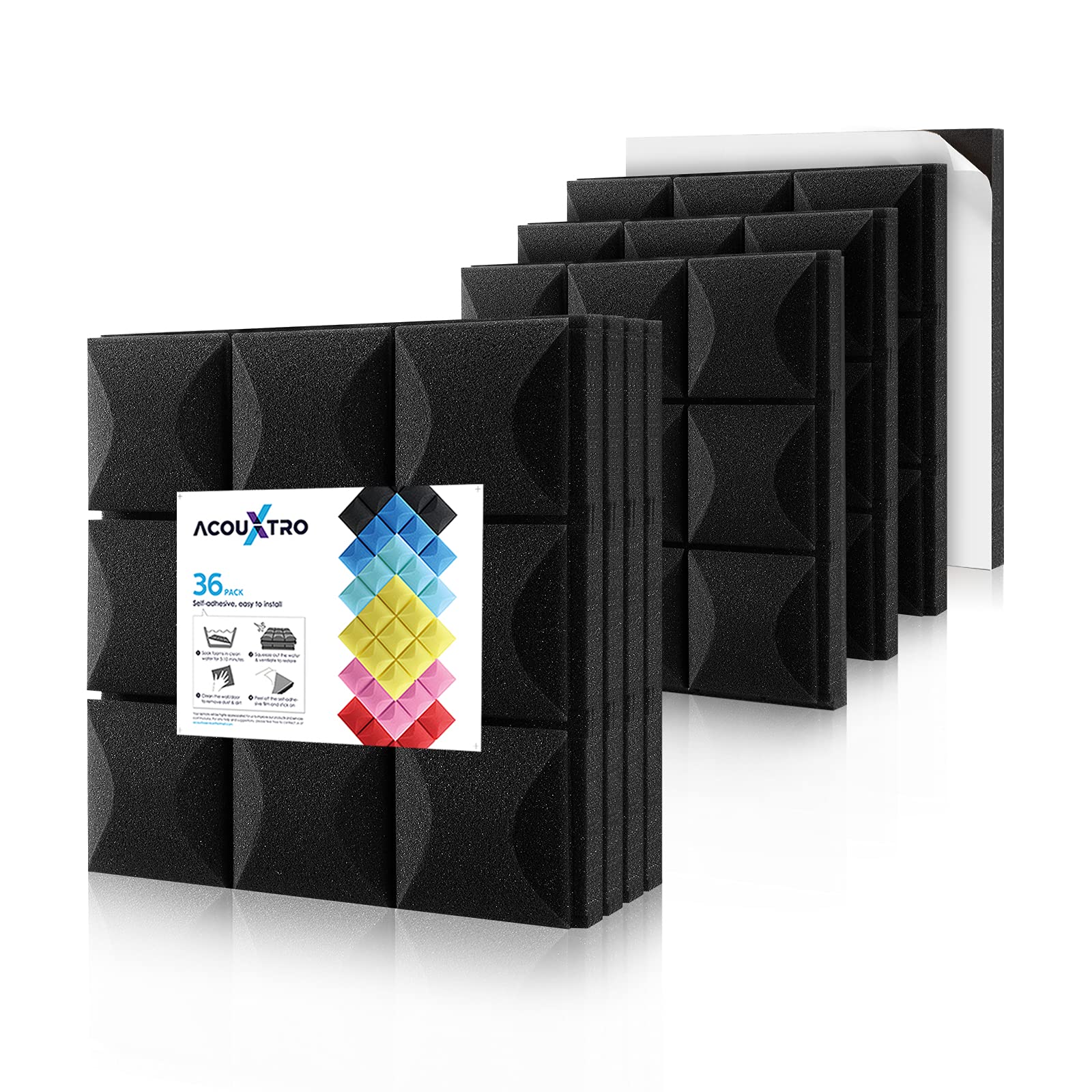 Buy Sound Proof Foam Panels 36 Pack, 12 x 12 x 2 inches Acoustic Panels