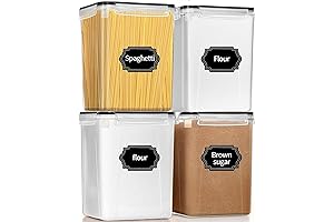 PRAKI Cansteiner Set: Airtight, Space-Saving Pantry Organizers for Flour, Sugar, and Baking Supplies