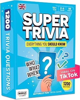 Super Trivia Game for Adults with 1200 Questions - Fun Board Game for Adults - Family Road Trip Travel Game for The Pursuit of Trivial Knowledge