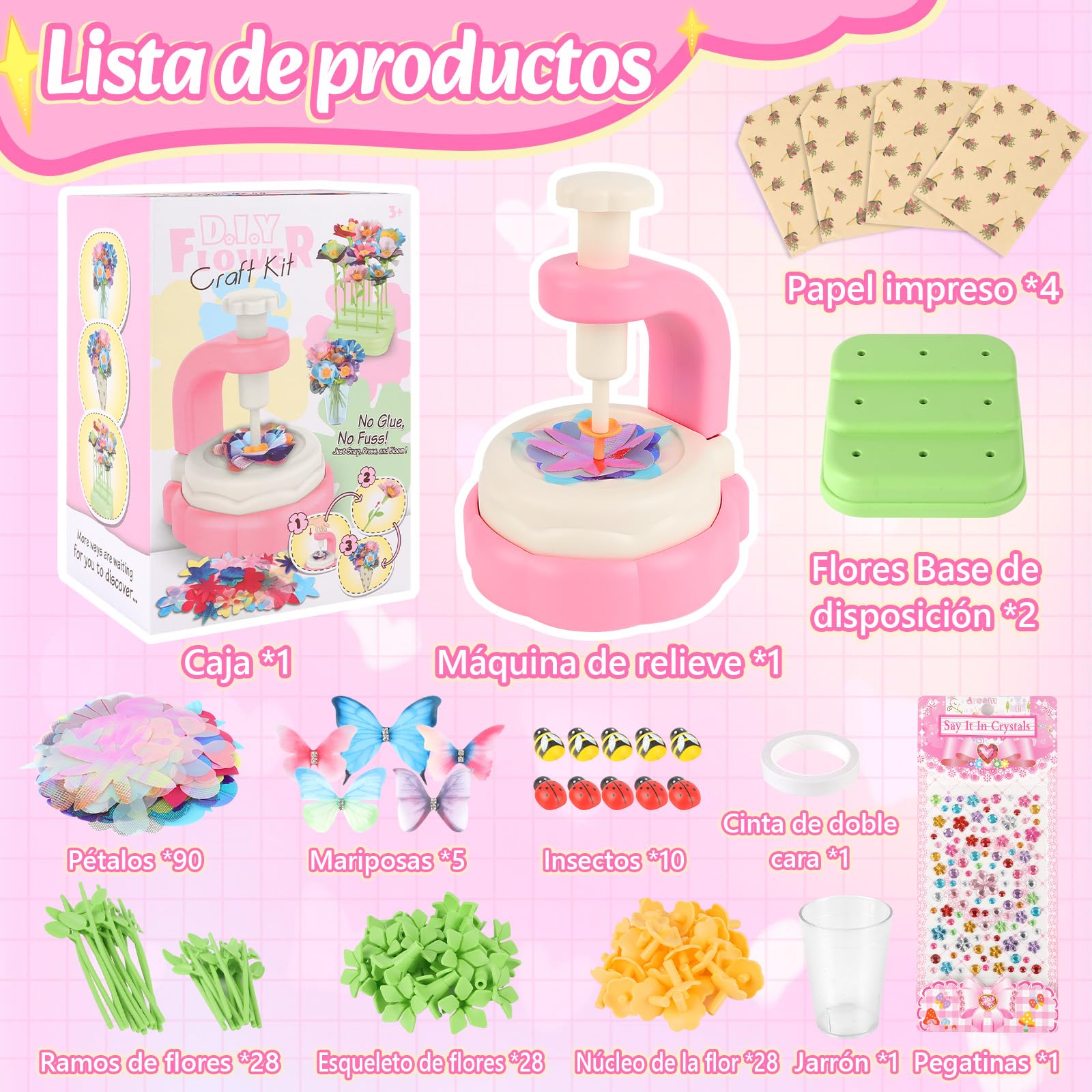 Herenear Juguete de Mercado de Flores, Juguetes Niña 4 5 6 7 8 9 10 Años, DIY Manualidades Florales Niña 4 5 6 7 8 9 10 11 Años, Juguetes para Arreglos Florales Regalos de Cumpleaños y Navidad