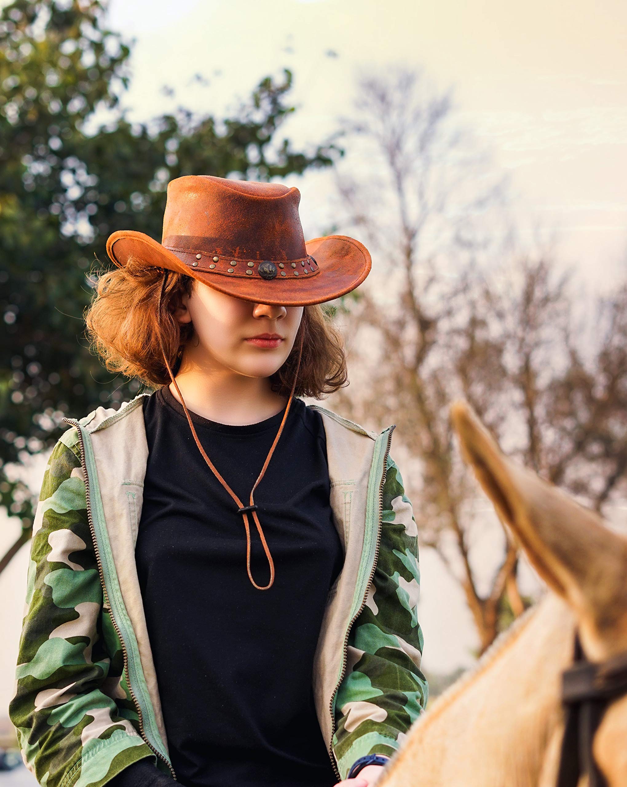 Buy HADZAM Outback hat Shapeable into Leather Cowboy Hat Durable
