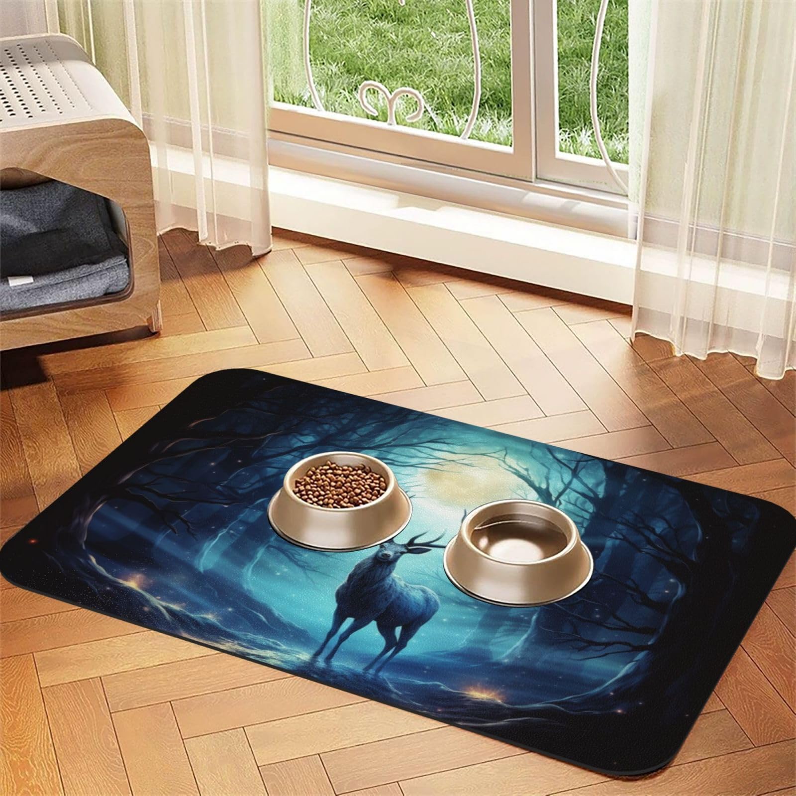Tapis de nourriture pour chien Moonlight 30x45 cm en caoutchouc antidérapant