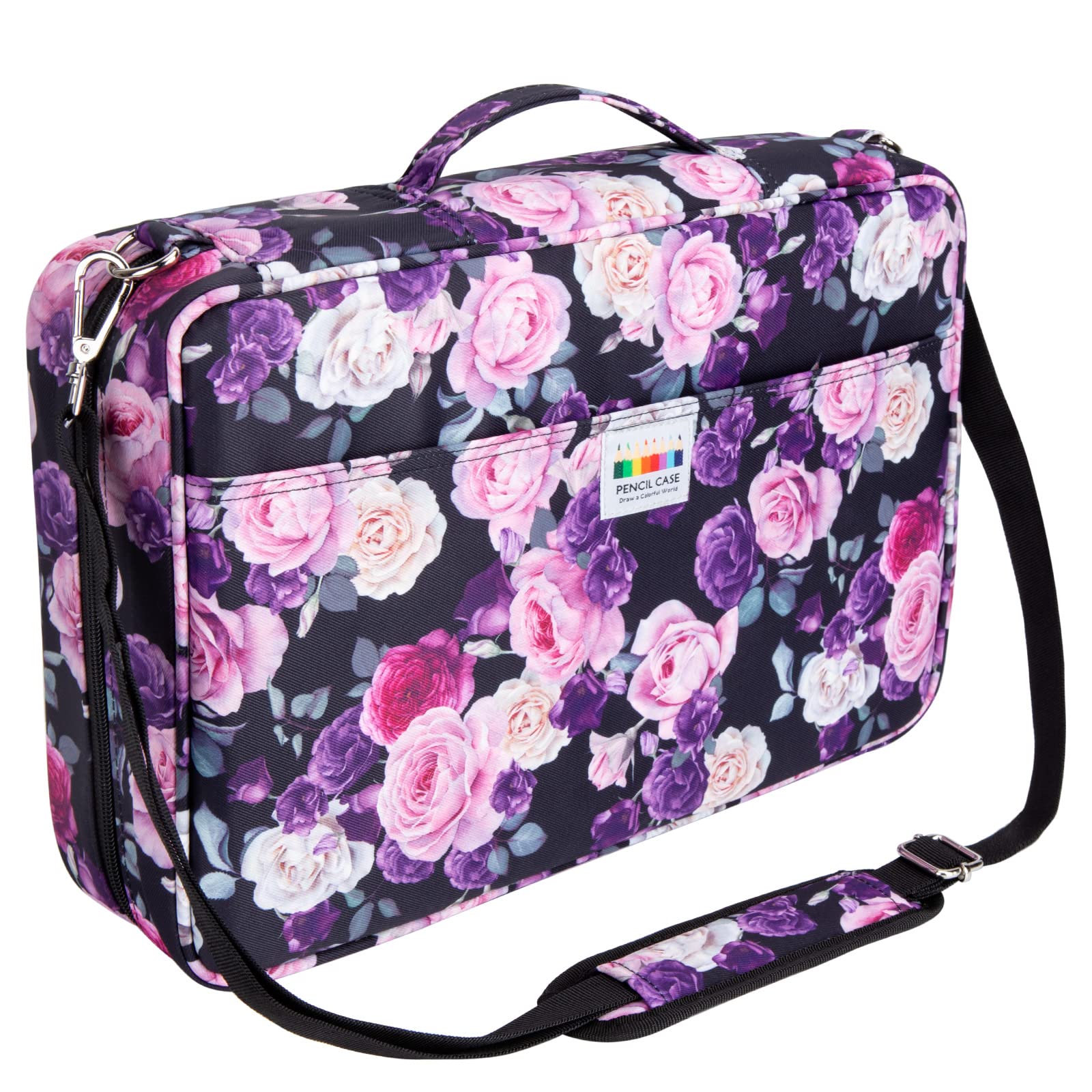YOUSHARES 480 Slots Colored Pencil Case - Big Capacity Pen Case Organizer with Multilayer Holder large Colored Pencil Case (Purple Pink Rose)