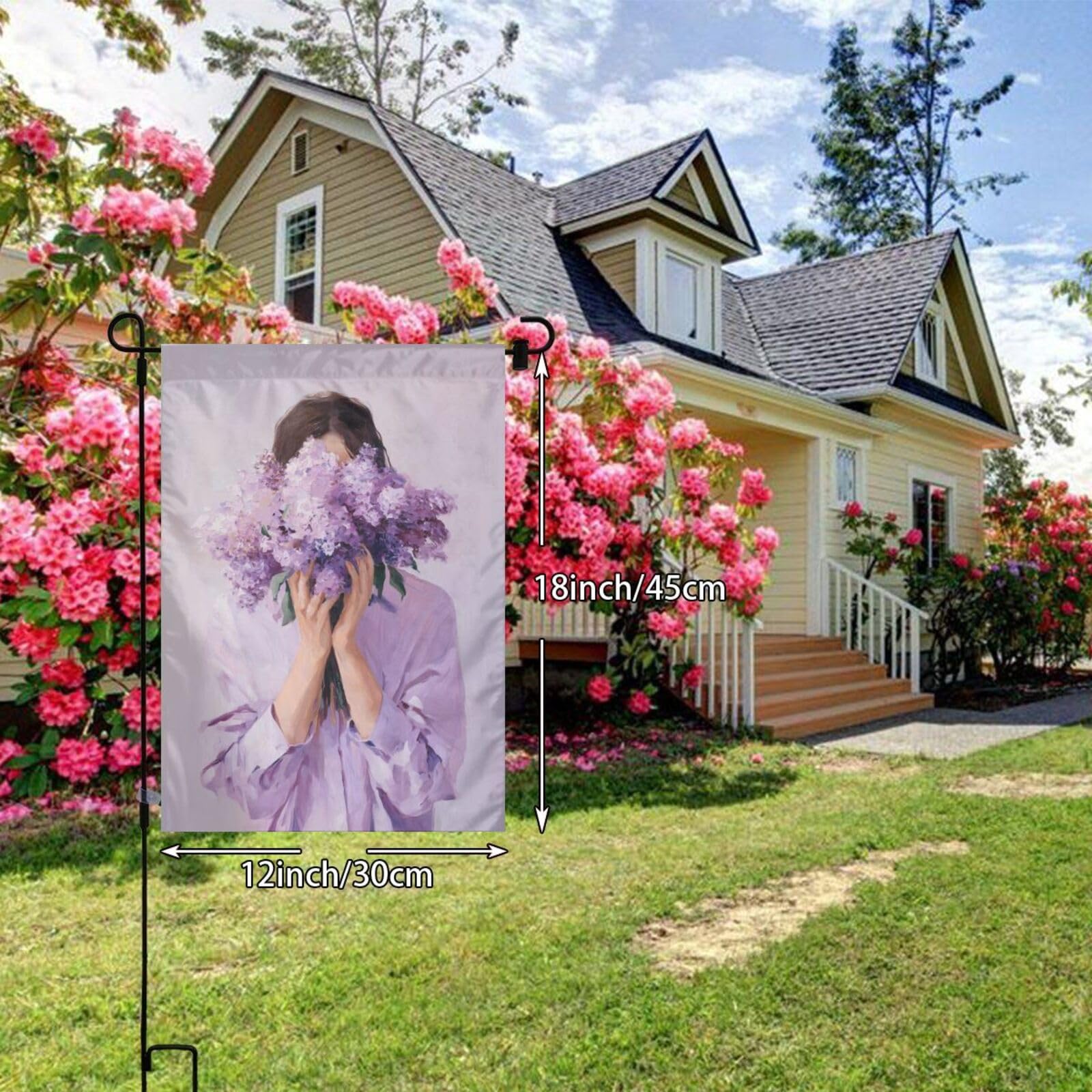 Woman Large Lilac Bouquet Aesthetic Garden Flag 12x18 Vertical Double Sided Farmhouse Holiday Outside Decorations Yard Flag