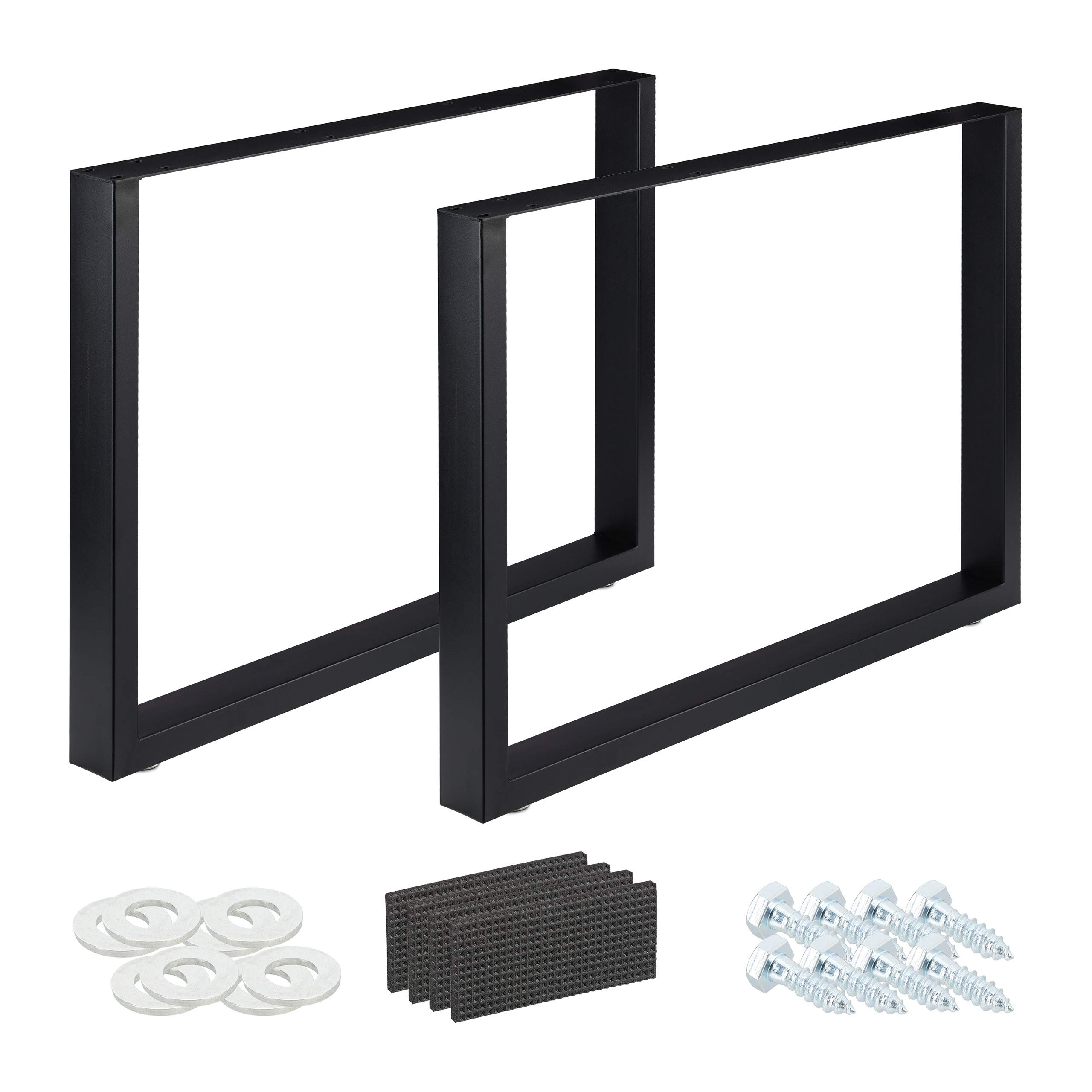 Relaxdays Tischkufen 2er Set, BxH: 100x72 cm, Metall Tischbeine Schreibtisch, Esstisch, Couchtisch, Industrial, schwarz