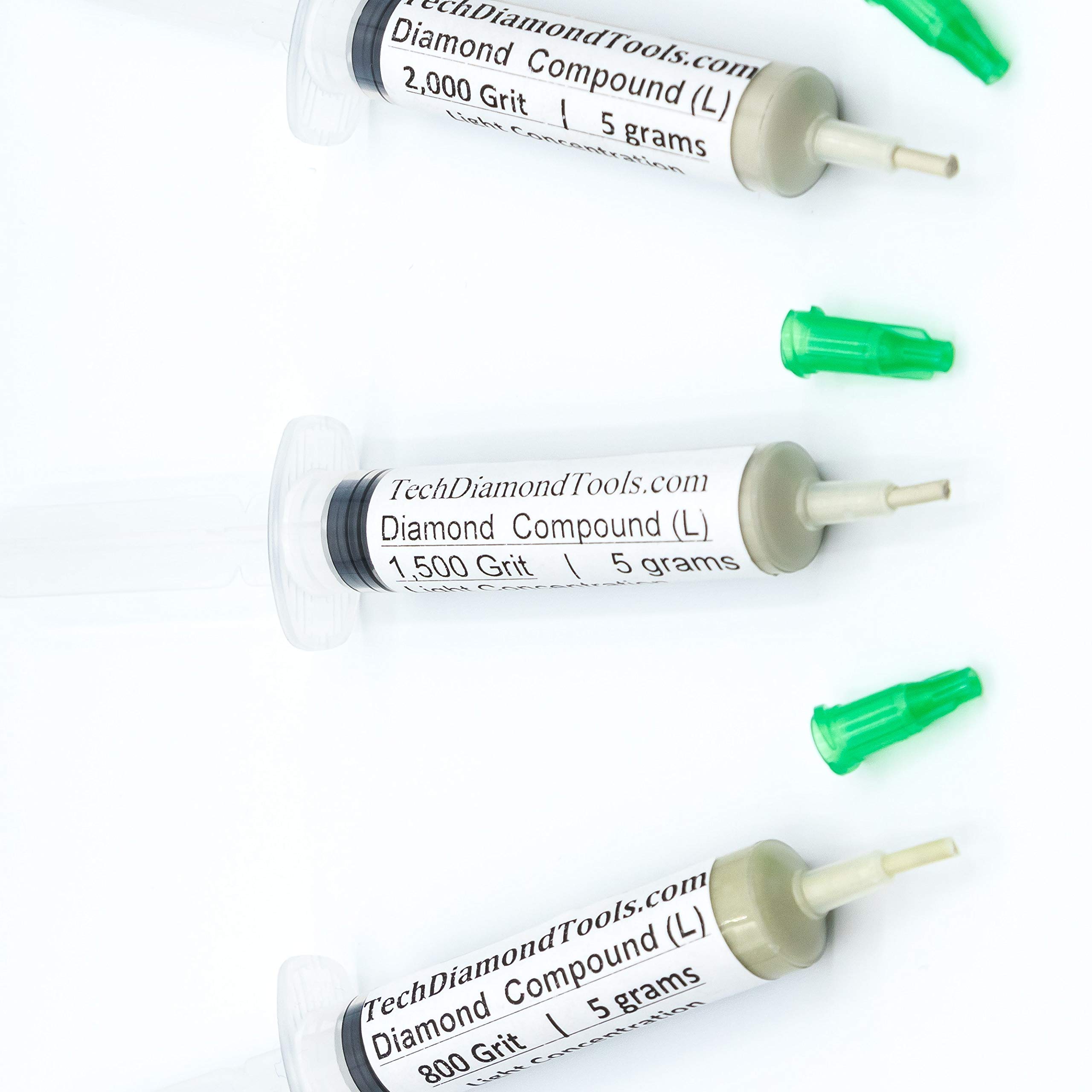 TechDiamondTools Set of 3 Diamond Lapping Paste Polishing Compound 800 1500 2000 Grit Lapidary Paste for Rock Glass Metal Jewelry Resin Marble with Light Concentration of Diamond Powder USA Made