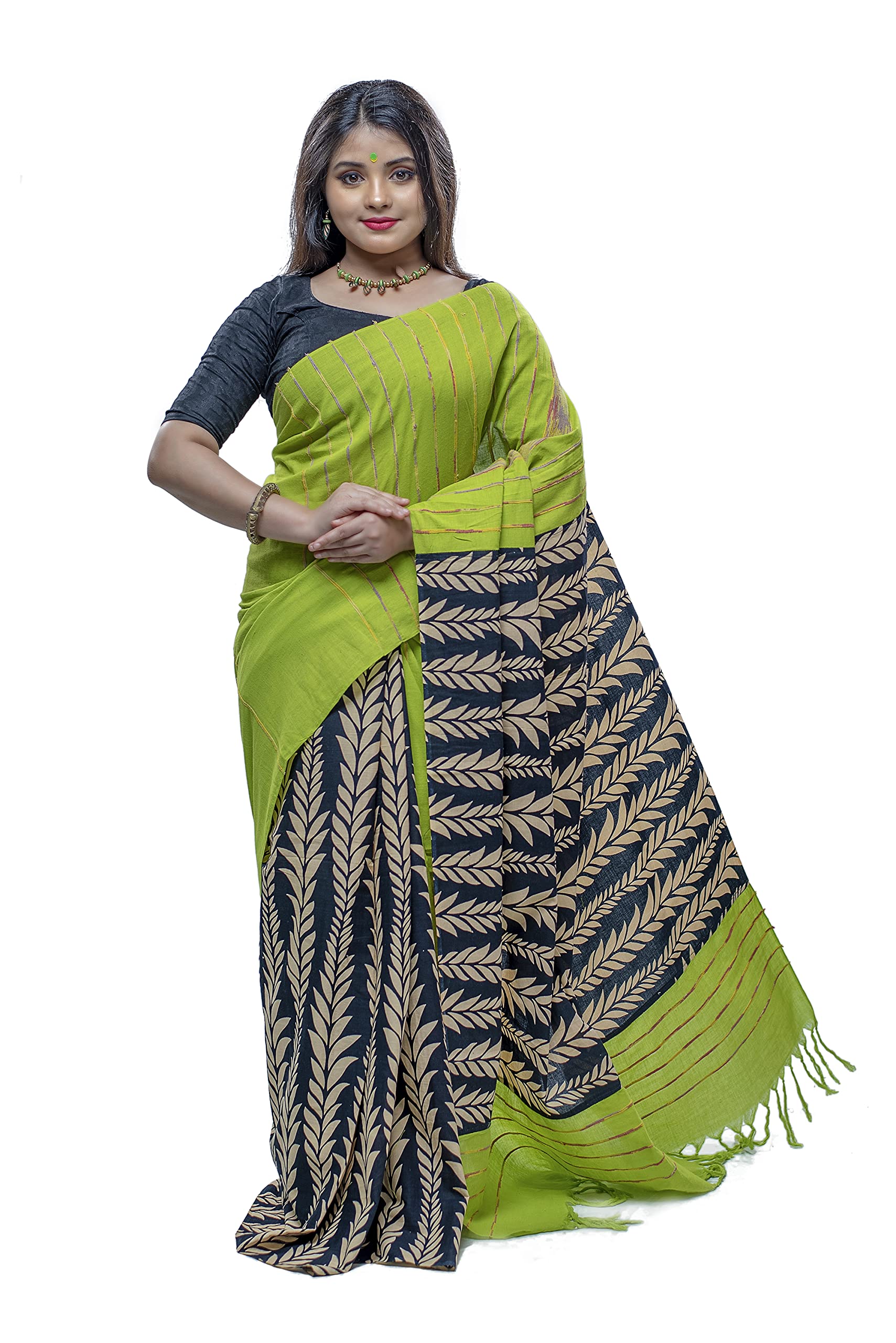 BGH Women Pure Handloom Khadi Cotton Saree.