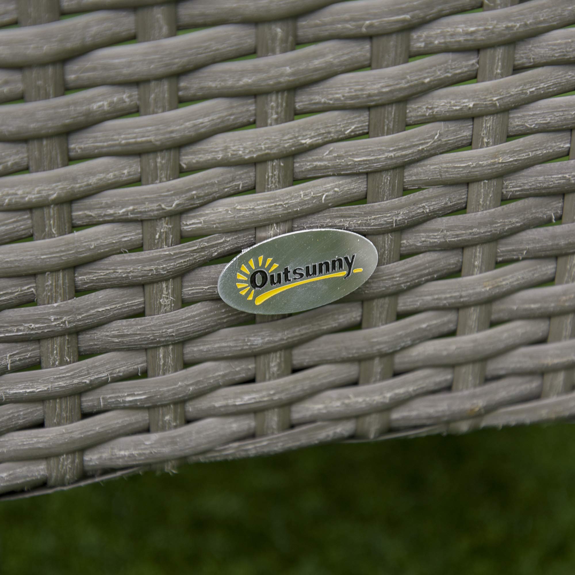 Outsunny Conjunto de Muebles para Jardín Juegos de Muebles de Ratán Incluye 1 Mesa y 2 Sillones con Cojines Estructura de Metal para Terraza Patio Gris