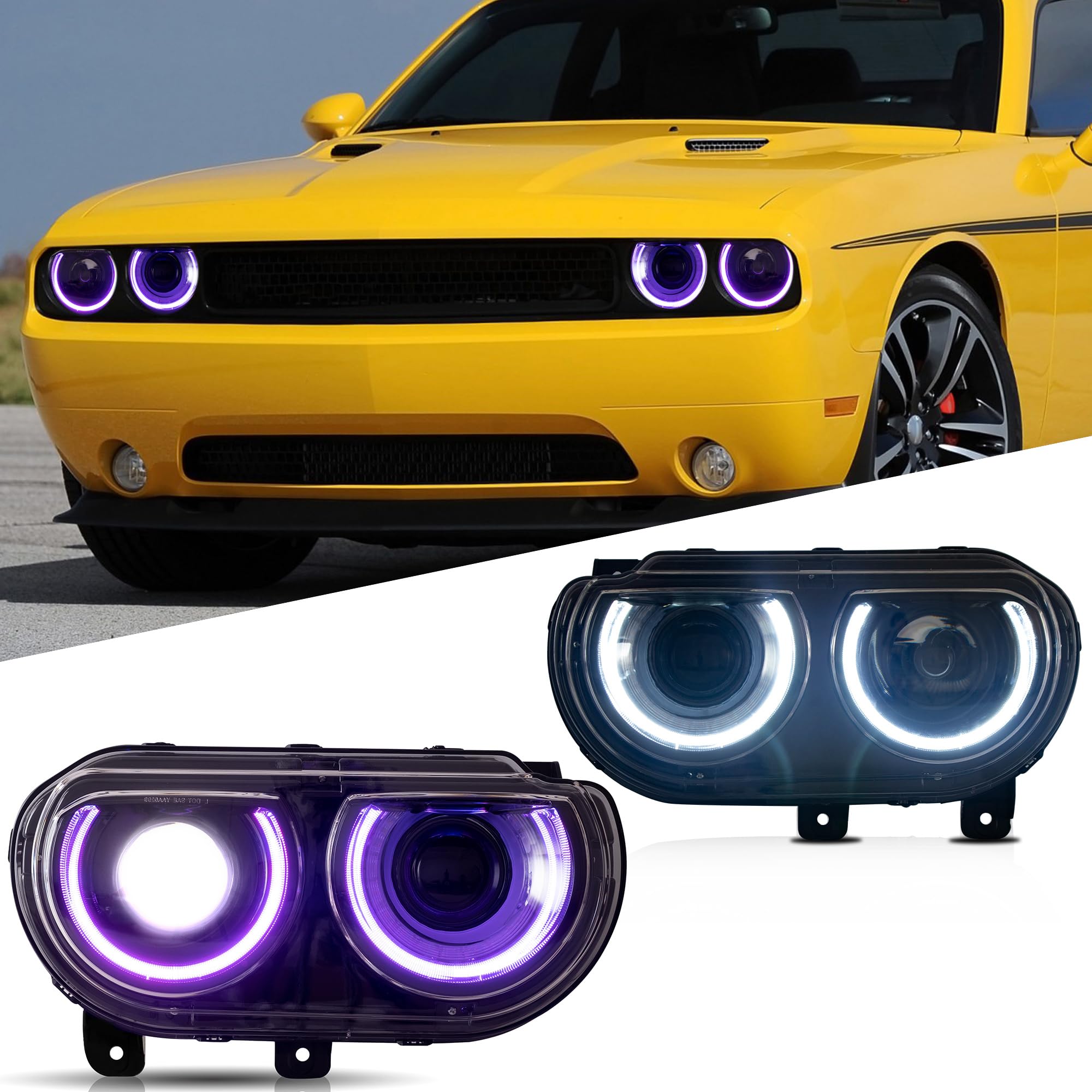 VLAND Halo Projector Headlights (2008–2014 Dodge Challenger)
