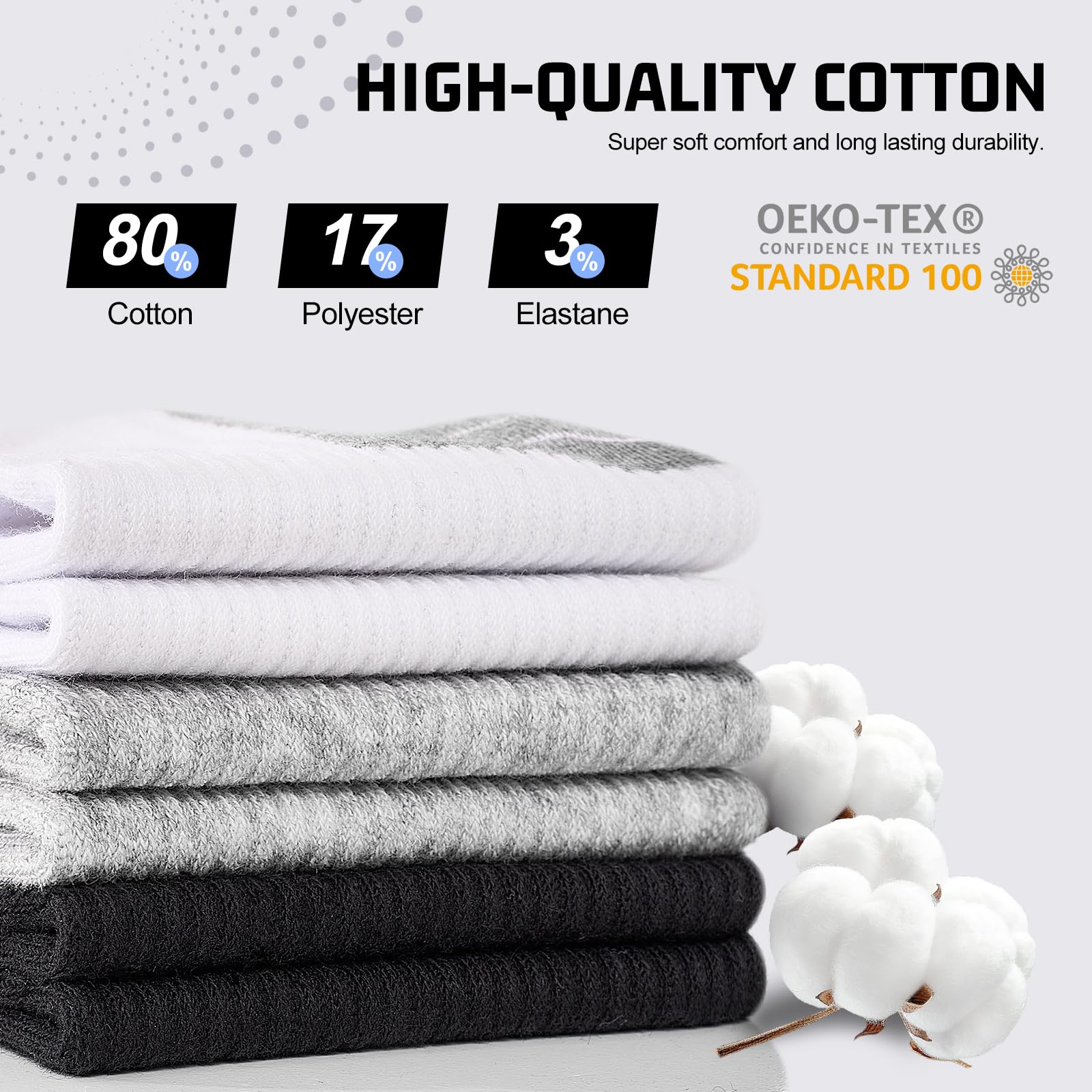 Effeet 10 Paia Calzini Corti Uomo Donna - Calze Corte Traspiranti - Cotone Sportivi Unisex, Nero Bianco Grigio