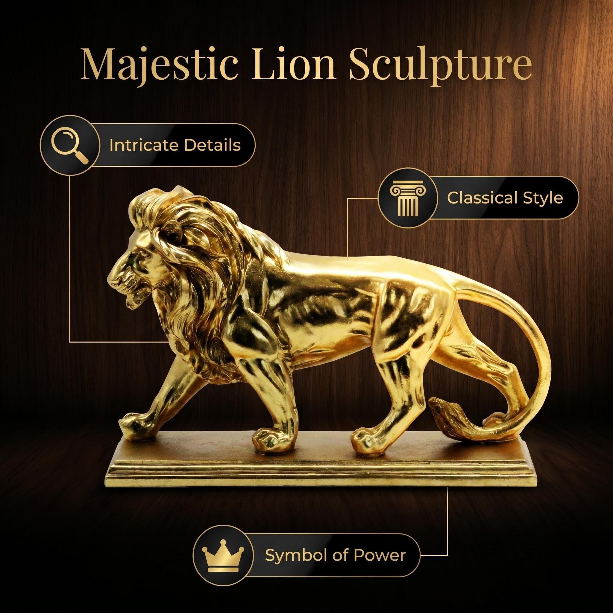 Decorazione per la casa, scultura decorativa a forma di leone dorato, decorazione creativa per mensole, soggiorno, libreria, scrivania da ufficio, regalo unico per altri