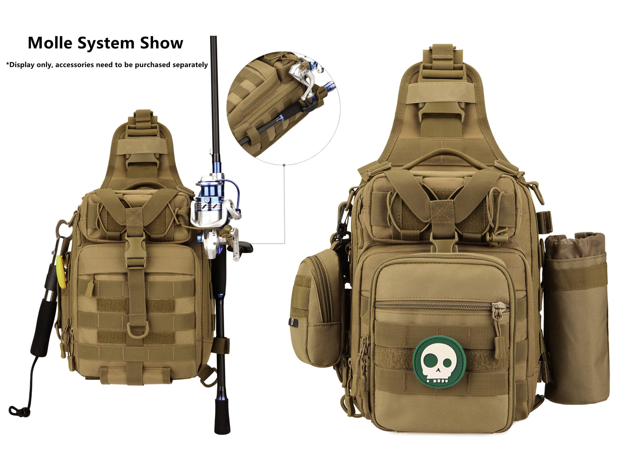 Gran Bolsa de Bandolera Impermeable Estilo Militar Táctico Nylon Molle