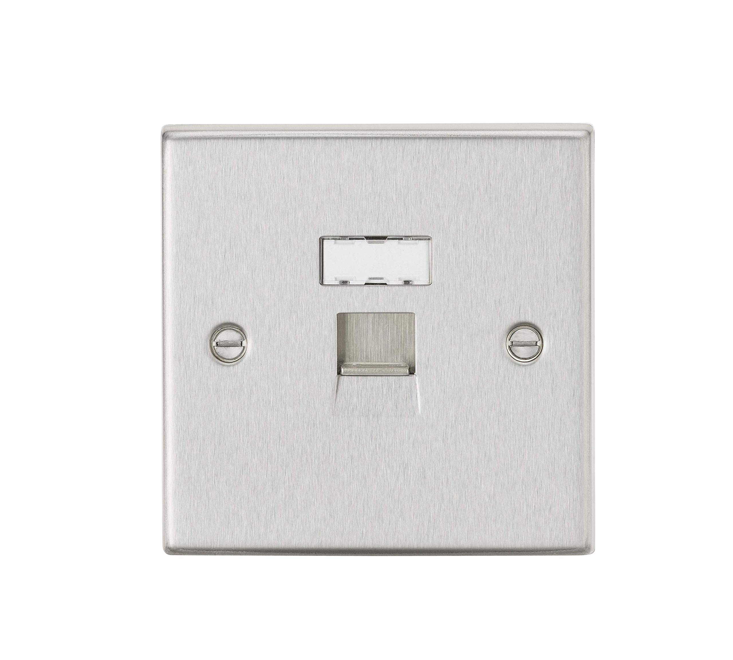 RJ45 Network Outlet - Square Edge Brushed Chrome