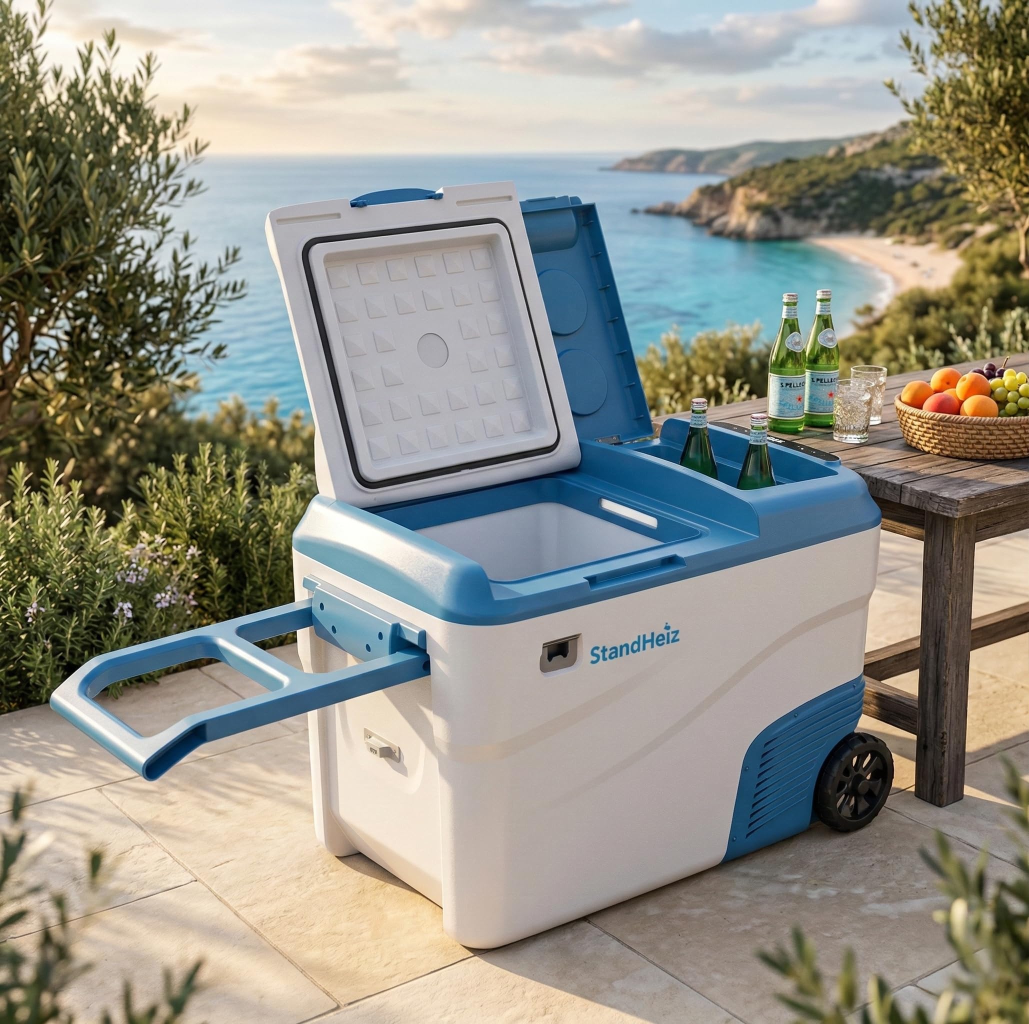 Kompressor Kühlbox 35L Camping Kompressor Kühlschrank 12V zwei Kammern Ideale Lösung für Wohnwagen und Personenkraftwagen, Wohnmobile, PKW LKW mit Gefrierschrank bis -20°C, angetrieben 12V, 24V, 230V