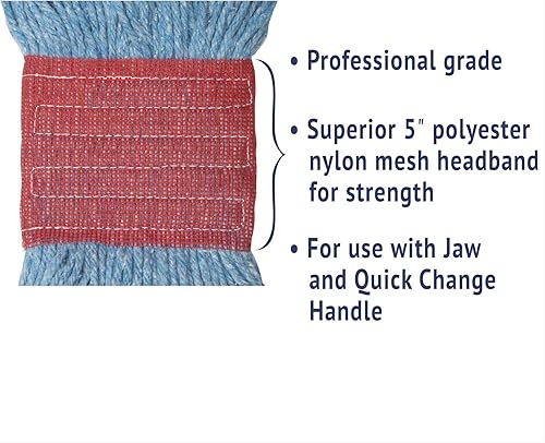 Miniatura 5 de Boardwalk 503BLEA - Cabezal de trapeador húmedo Su Loop, algodónsintético, tamaño grande, color azul