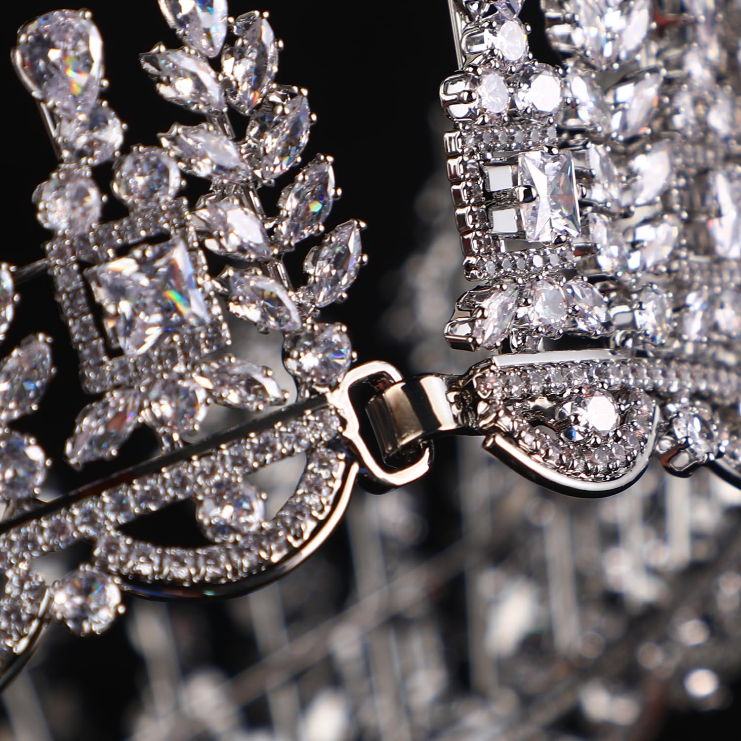 QXMYOO Tiaras de boda de lujo, corona redonda de circonita cúbica 5A para mujer, corona de princesa reina, diadema de cristal, accesorios grandes para el cabello de novia