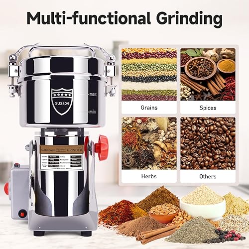 Miniatura 10 de Goldtouch Molinillo eléctrico de especias de alta velocidad para uso doméstico y comercial, ideal para trigo seco, maíz, pimienta, café, frijoles y