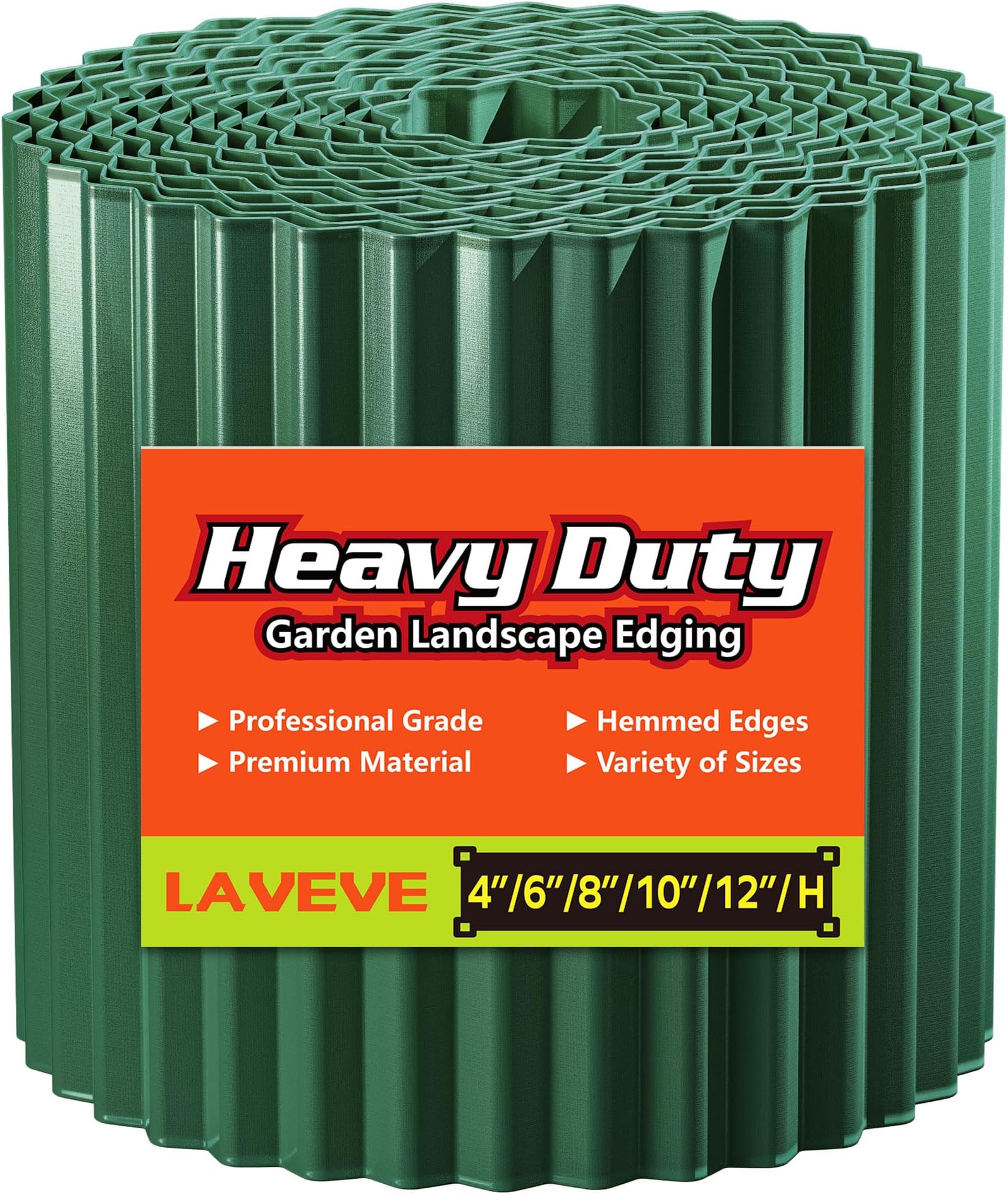LAVEVE Corrugated Metal Garden Edging 6" x 40Ft, Landscape Edging Border for Lawn, Flower Bed, Garden Fence, Paver Edging (Green)