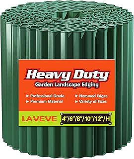Corrugated Metal Garden Edging 4" x 10Ft, Landscape Edging Border for Lawn, Flower Bed, Garden Fence, Paver Edging (Green)