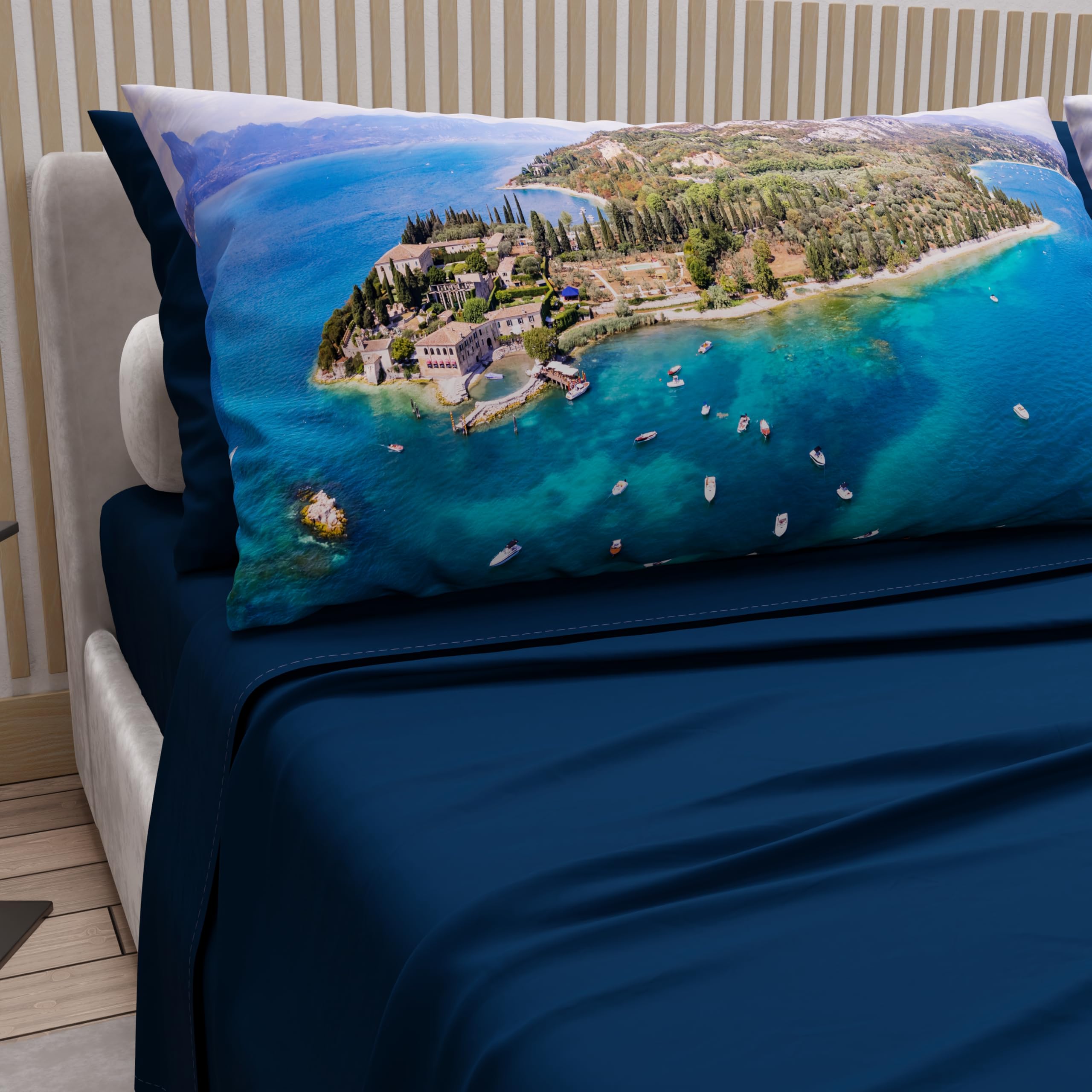 PETTI ARTIGIANI ITALIANI, Cotton Sheet Set for Double Maxi Bed with Pillowcases and Fitted Sheet 180 x 200 cm