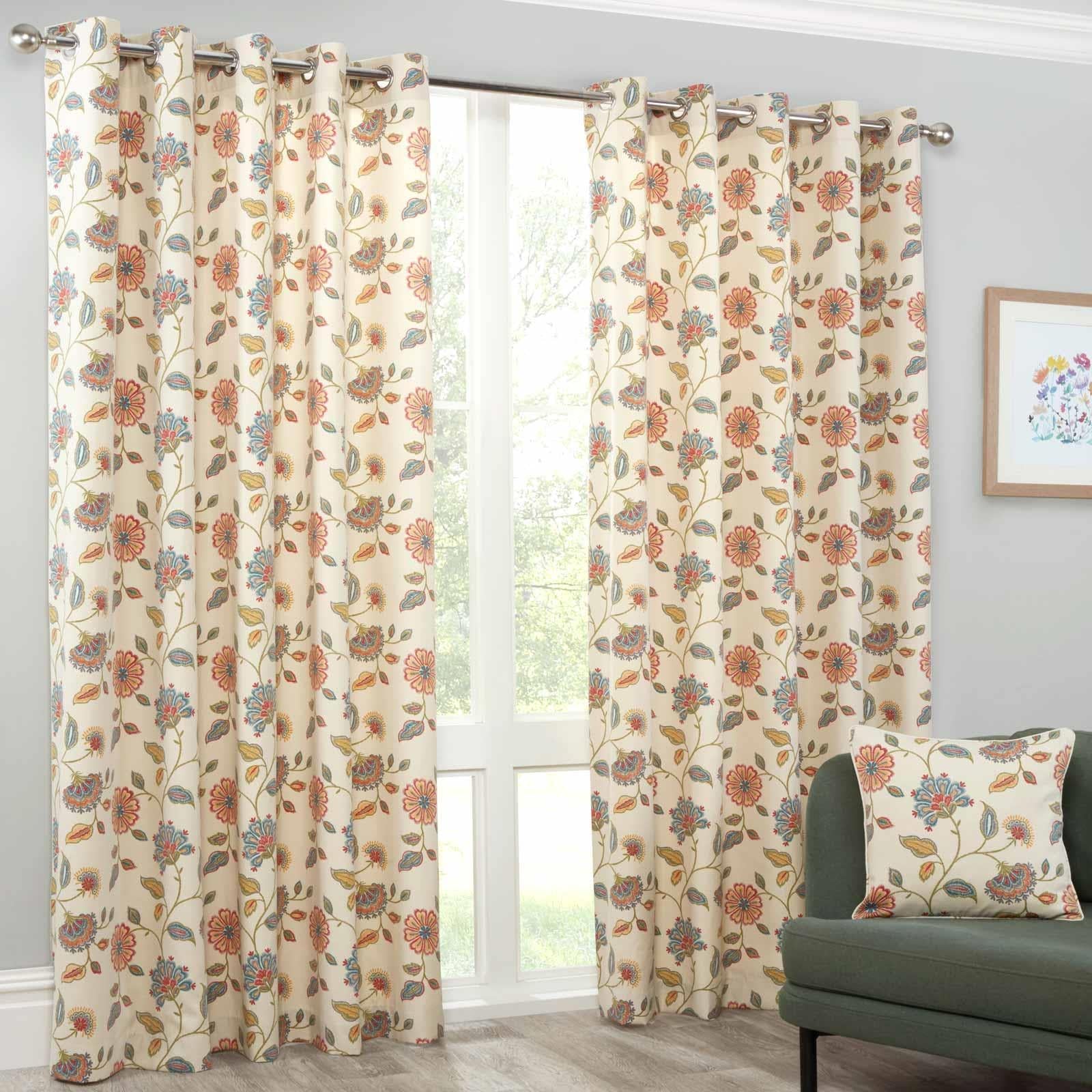 Sundour Shelley Floral Eyelet Curtain Multi 46X72 In