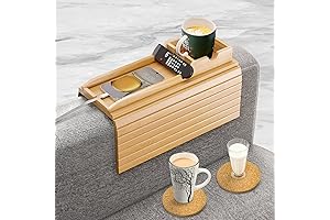 Sofa Coaster with 2 Cork Coasters | Couch Caddy with Detachable Couch Cup Holder Tray