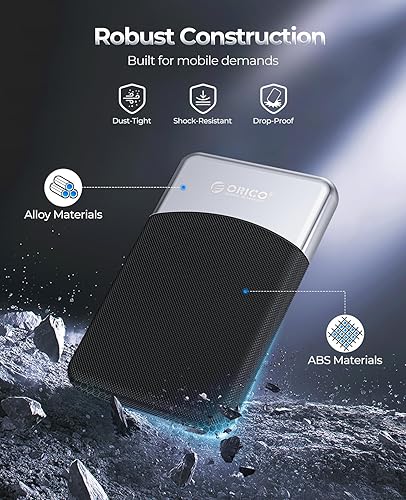 Miniatura 6 de ORICO SSD externo de 2 TB con cable USB C 2 en 1, unidad de estado sólido portátil USB 3.2 Gen 1 hasta 460 MBs, resistencia al polvo y caídas,