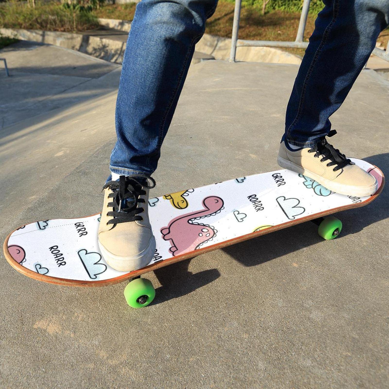Dinasaur Lot de 2 feuilles de papier abrasif pour planche de skateboard et longboard