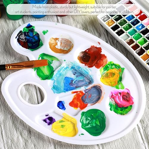 Miniatura 5 de FANDAMEI Paletas de Bandeja de Pintura Ovaladas, 8 PCS Paletas de Bandeja de Pintura Blanca de Plástico, Paletas de Pintura Paletas de Pintura