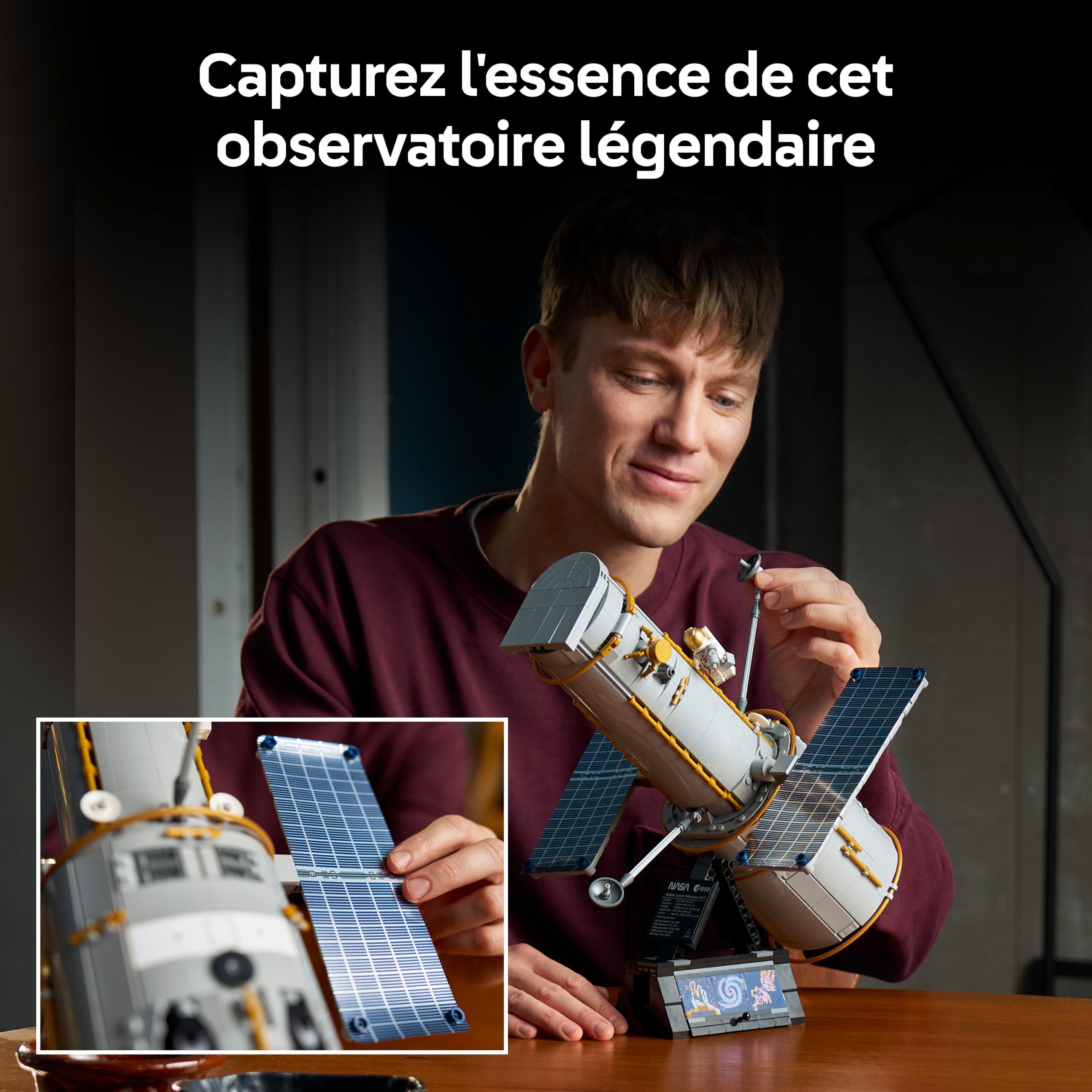 LEGO Icons Le Télescope Spatial Hubble - Maquette 3D pour Adulte - Set de Construction STEM avec Panneaux Solaires, Baie d’Instruments & Minifigurine d'Astronaute - Cadeau DIY sur l'Astronomie 11382