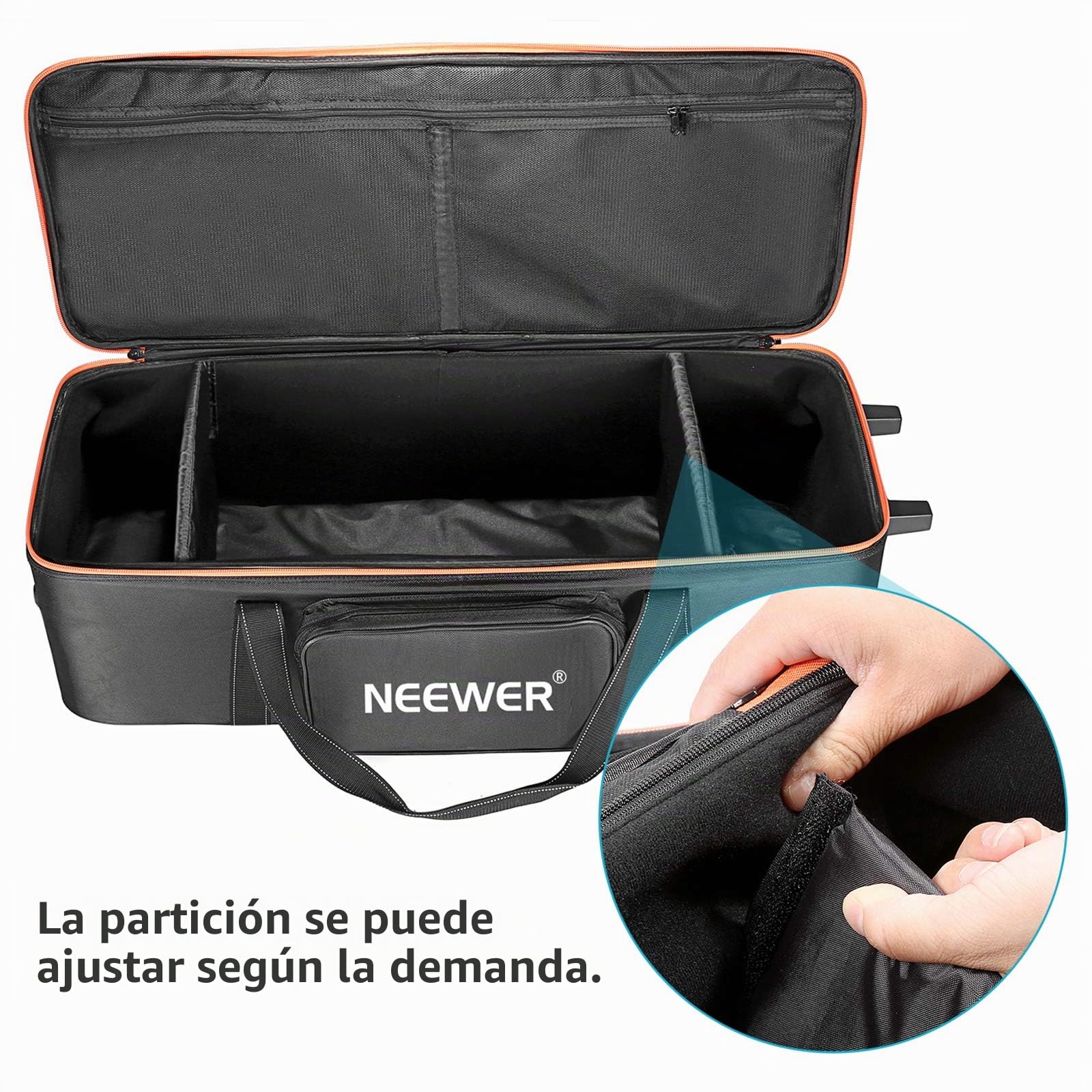Neewer 10087972 - Bolsa de transporte para equipo de estudio de fotografía,96 x 39 x 29 cm, con correas acolchadas, rueda de compartimento y asa para soporte ligero