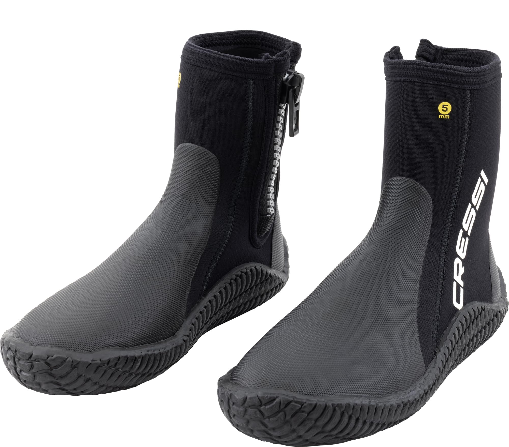 CRESSI ReefTech/RS Boots 5mm - Calzari Unisex in Neoprene Bifoderato Nero 5mm per l’Uso in Acque Fredde e Immersioni con Pinne a Scarpetta Aperta, Progettati per Proteggere i Piedi dal Freddo