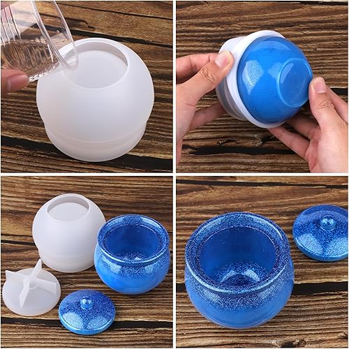 Miniatura 7 de Juome Moldes de Silicona para Frascos de Resina, Moldes de Silicona para Frascos Grandes con Tapa para Fundición de Resina Epoxi, Molde de Resina