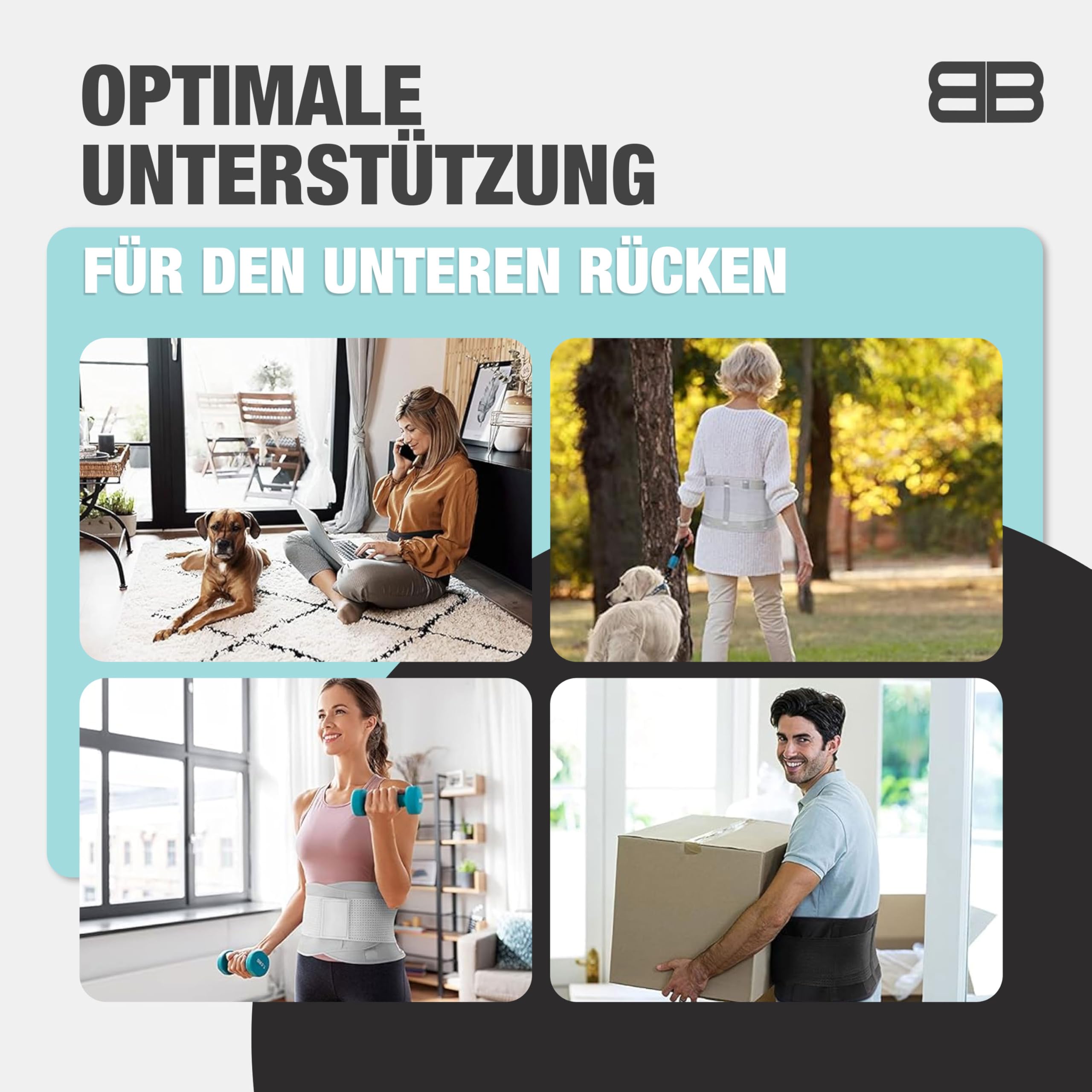 BACK BODYGUARD Rückenstützgürtel - Nierengurt - Orthogürtel - Nierenwärmer Herren und Frauen - Rückengurt - Rückenbandage - Ortho Gürtel Isg - Rückenstütze - Ischias Gürtel (Schwarz, XL)