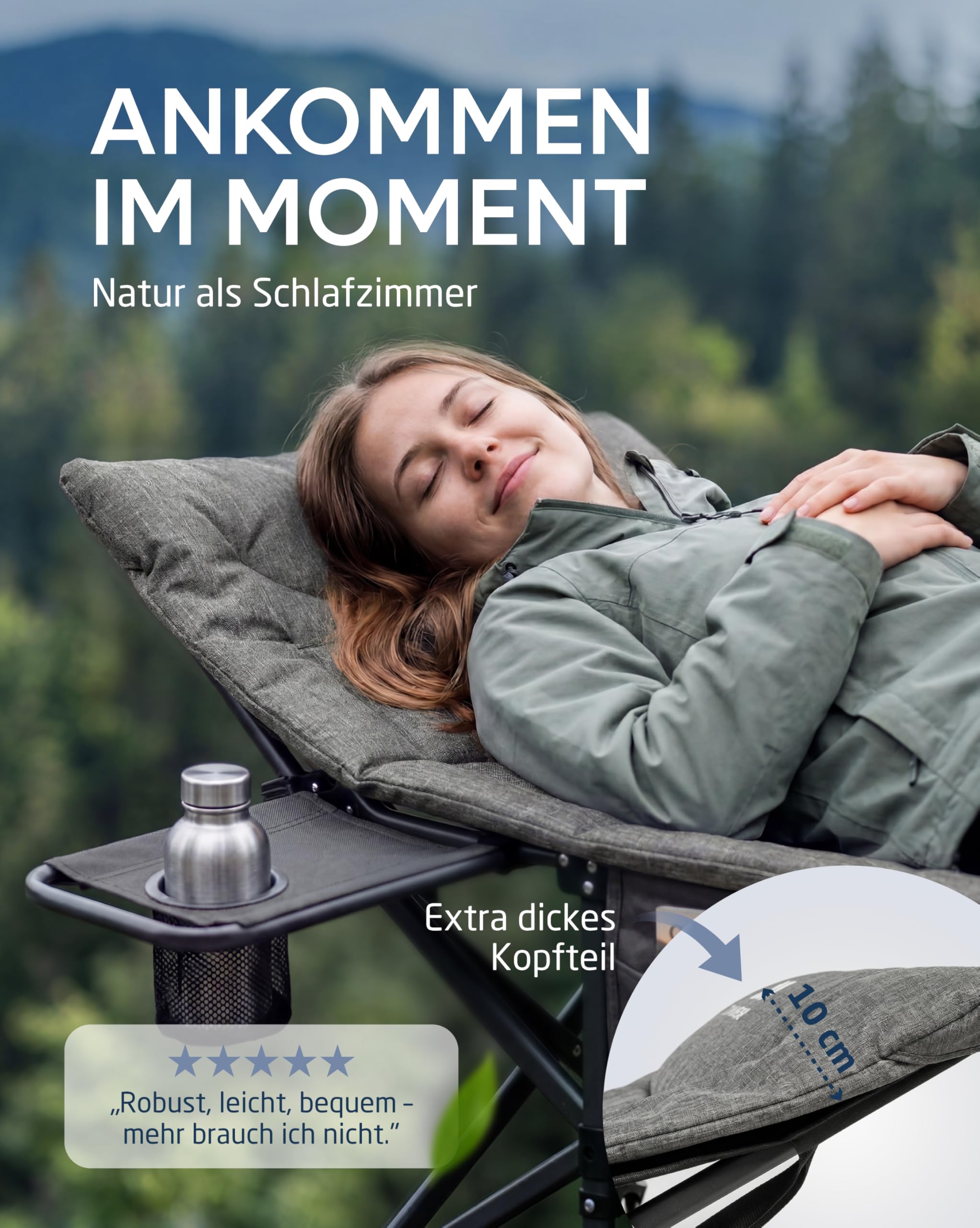NORDMUT® Feldbett klappbar mit komfortabler Matratze - stabiles Campingbett bis 200 kg belastbar - Premium Gästebett faltbar für Camping, Garten & Gäste (Aschgrau, mit Auflage)
