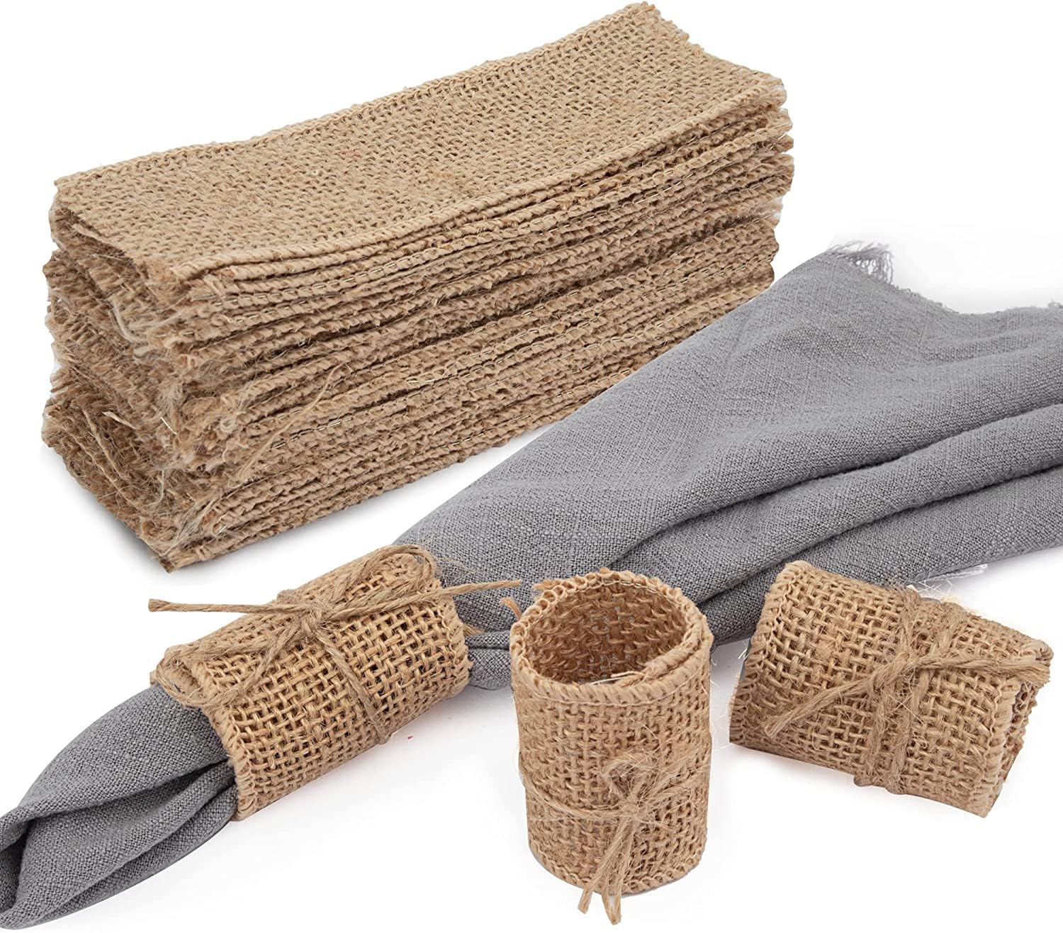 Serviettenringe aus Jute，SYZOW 100 Stück Serviettenringe Napkin Rings Serviettenschnalle Serviettenringe Weihnachten Serviettenringe Set für Hochzeit Weihnachten Geburtstag (1 Typ)