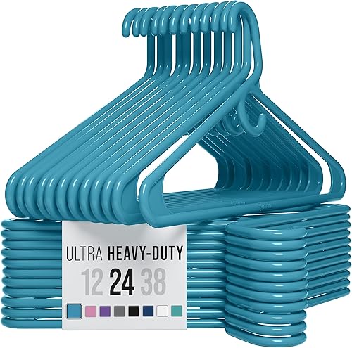 Perchas de ropa de plástico ultra resistentes - Azul - Percha duradera para abrigos, trajes y ropa (paquete de 24 - azul)