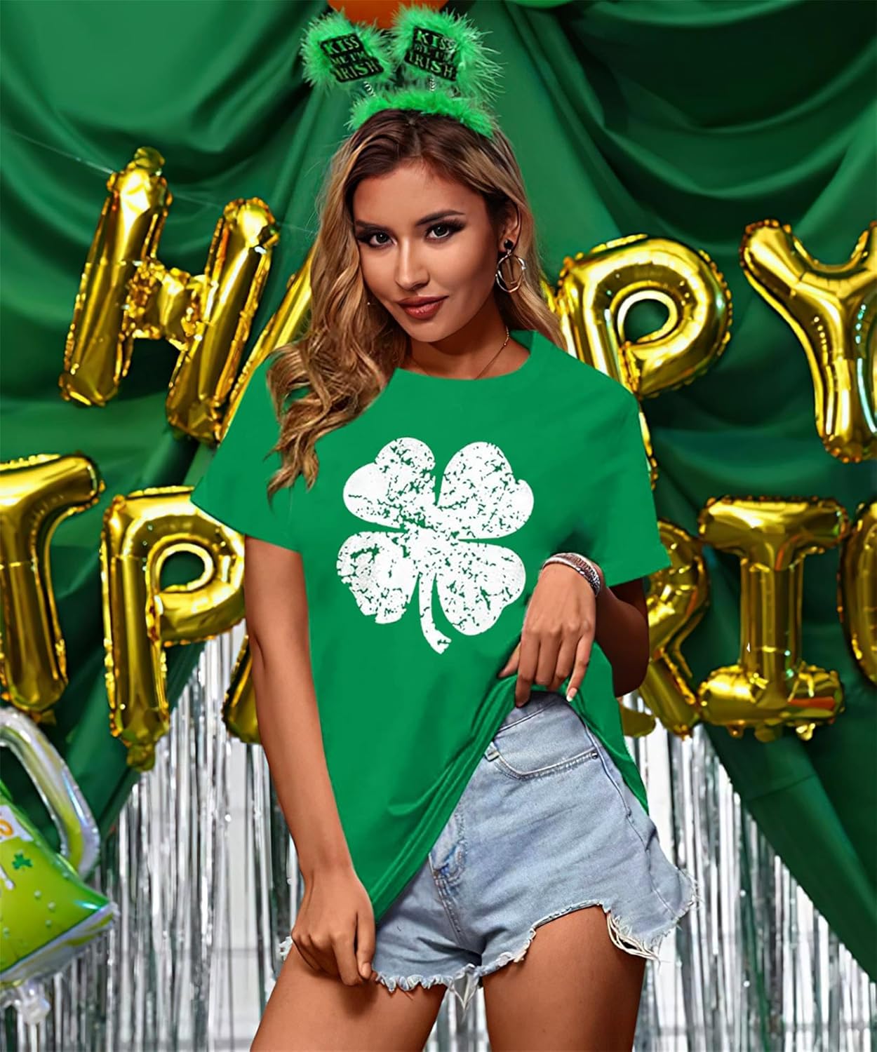 St Patricks Day Shirt Women Green Shamrock Lucky Tshirt Casual Clover Graphic T Shirt Irish Tee Tops - Image 6