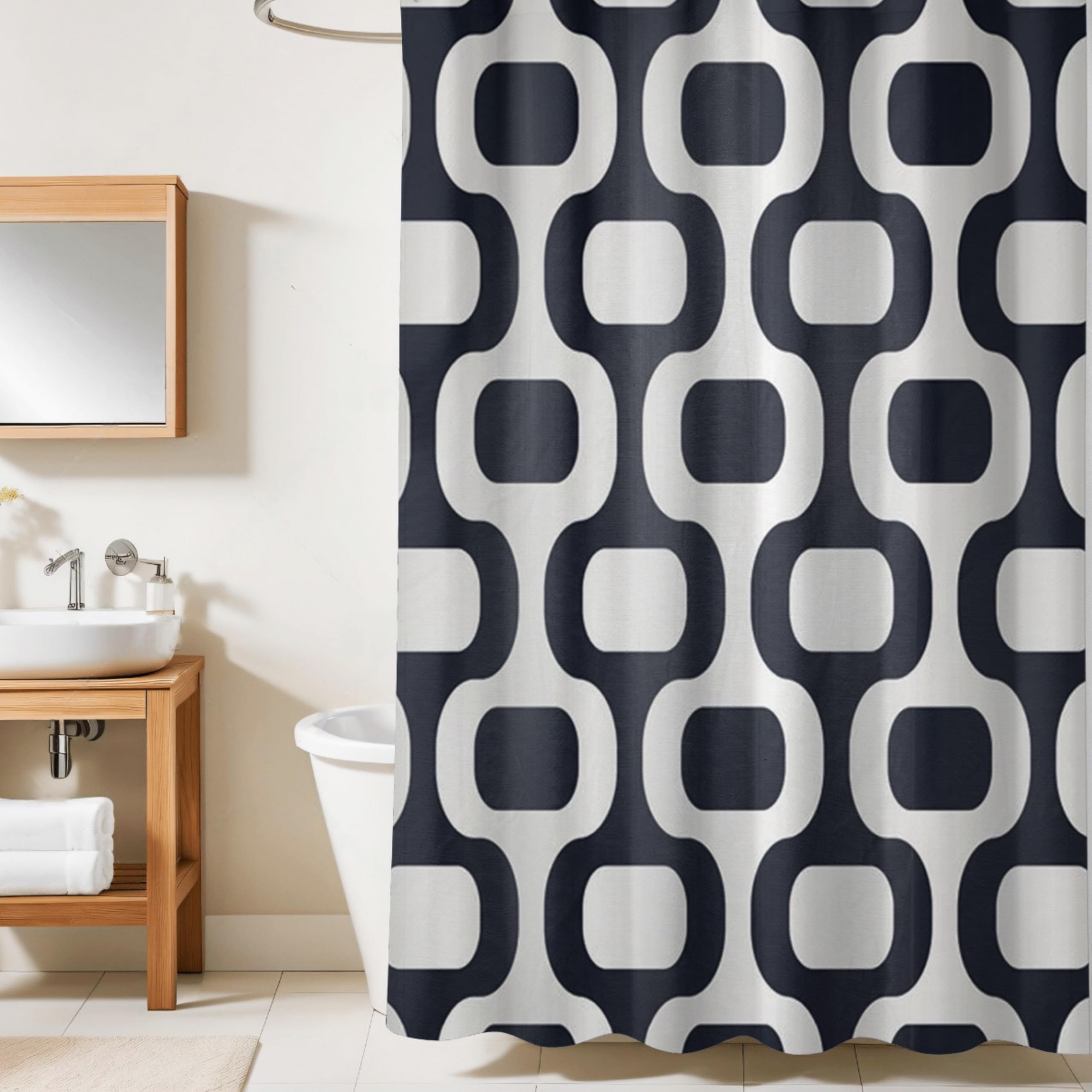 HOMETHREADS Embrace Luxury with Our 6-Feet Long Premium Polyester Shower Curtain with 12 Hooks for a Lavish Bathroom Ambiance | Stylish, Splendid, and Perfectly Sized (Grey_Leaf, 180x200cm) — Amazon image 8
