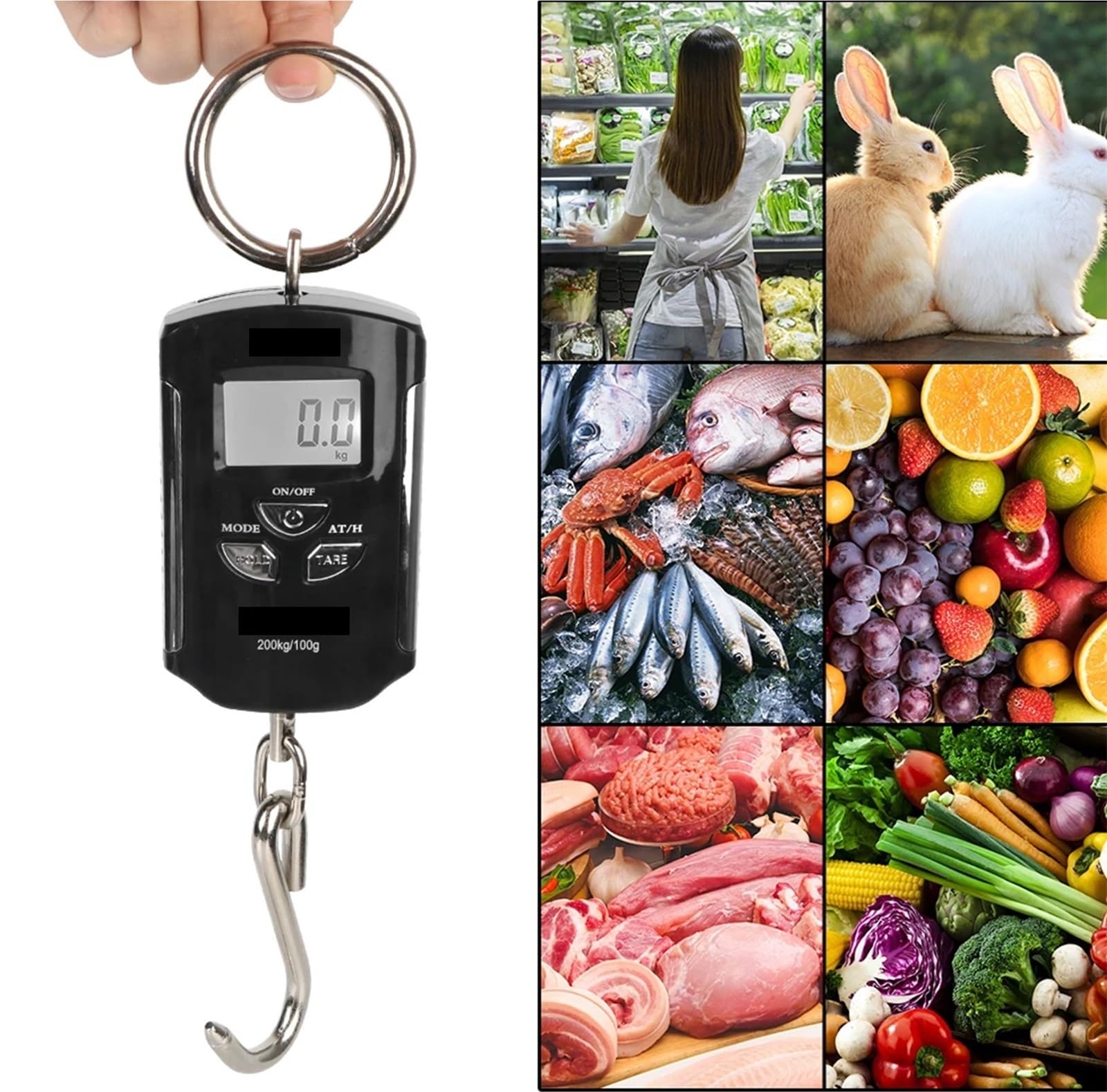 Báscula de grúa, Báscula Grúa 200kg/100g Gancho Colgante Electrónica