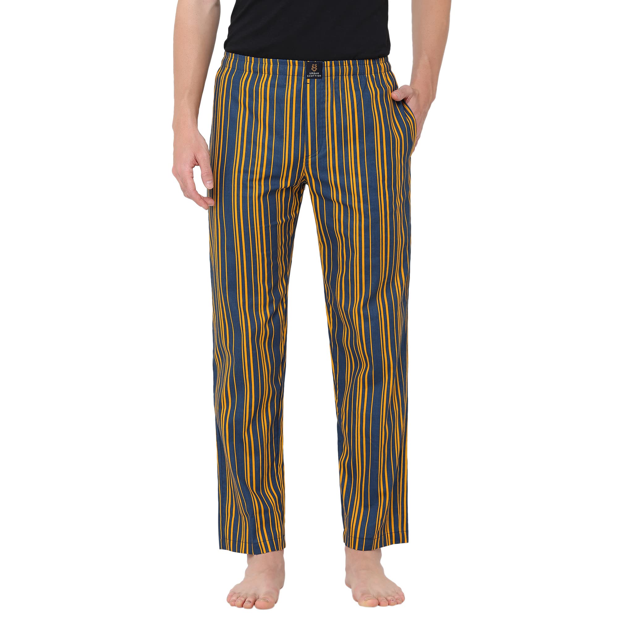 Men's Lounge Pants 100% Cotton Men's Lounge Night Pant Comfortable Leisure-Wear Lower with an Elastic Waist-Band and Regular Fit Track Pants, Machine Washable Stay at Home-USPJ2151-XL