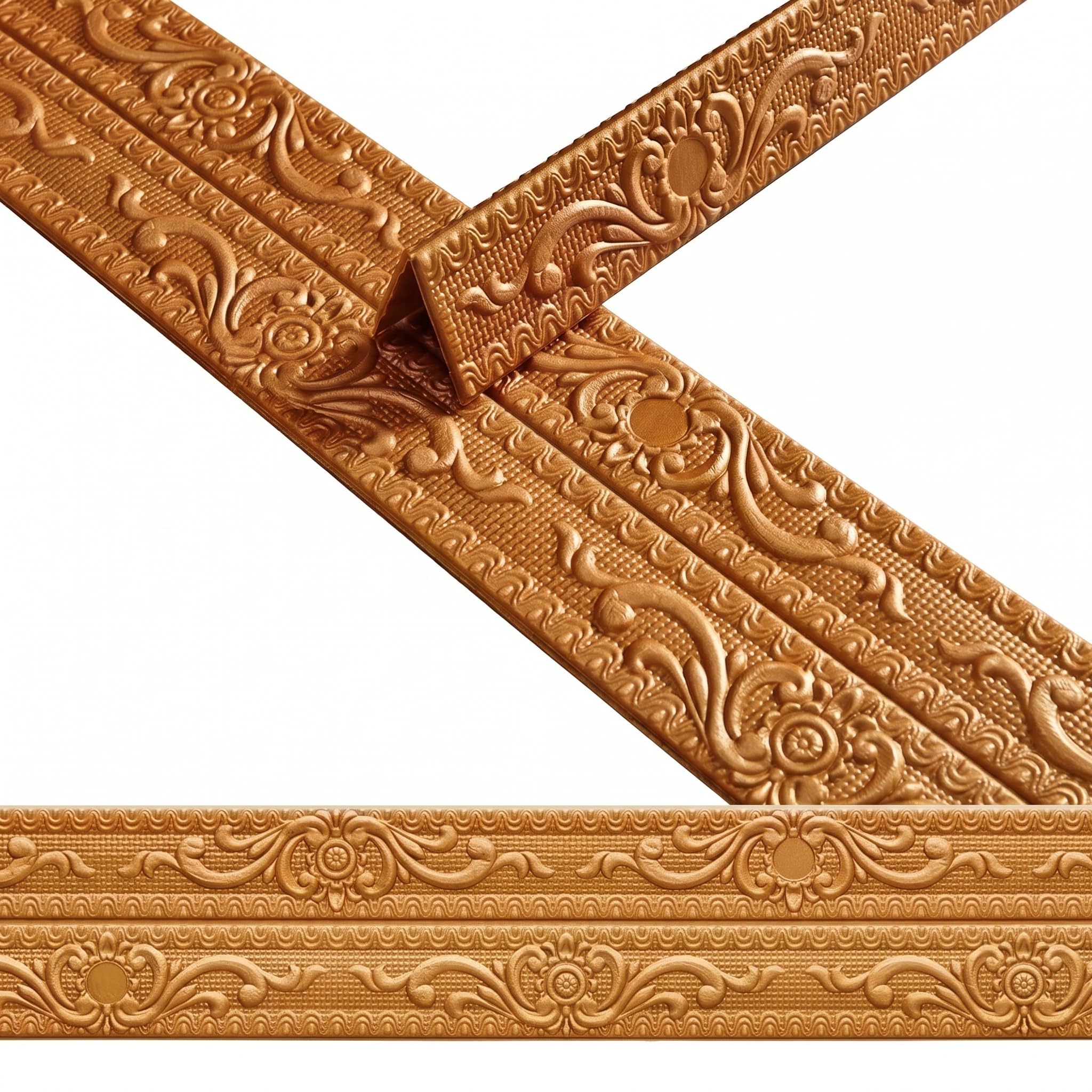 Guest Ruyunlai Copper Self Adhesive 3D Foam Wall Trim Peel And Stick Wallpaper Border For Ceiling Crown Molding And Wall Skirting Baseboards 11Cm X 1000Cm