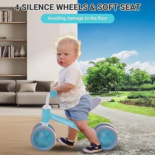 Miniatura 6 de Juguetes para niños de 1 año, regalos de primer cumpleaños de 1 a 2 años, bicicleta de equilibrio de bebé con iluminación colorida, sin pedal, 4