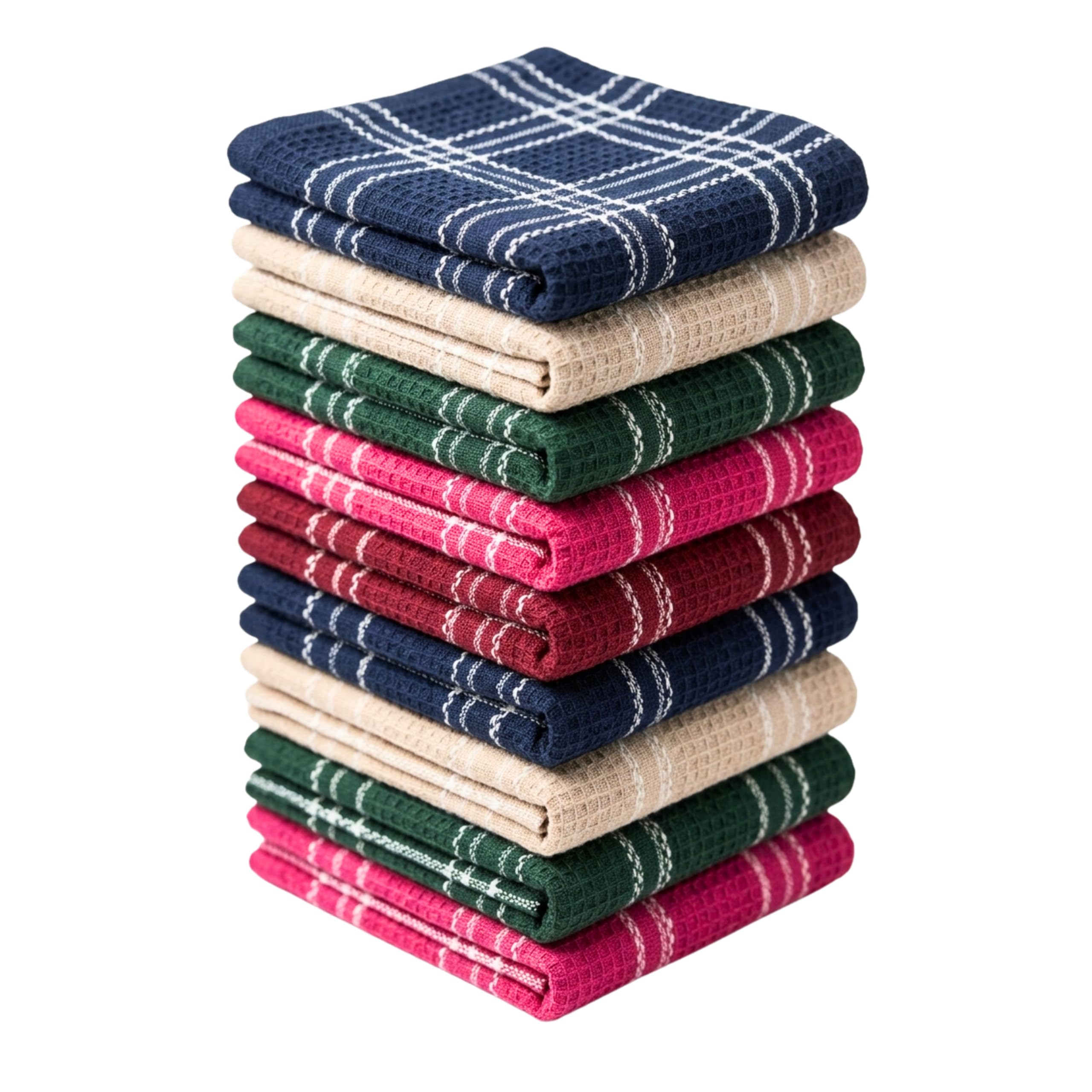 Cooker&Mixer™ Cotton Kitchen Towels, Dish Cleaning Cloth, Cotton Napkins, Scrubbing Wash Cloths, Bulk, Sets, Mix Color, 47 x 47 cm, Set of 9, Premium Comb Structure, Super Absorbent, Quick-Drying